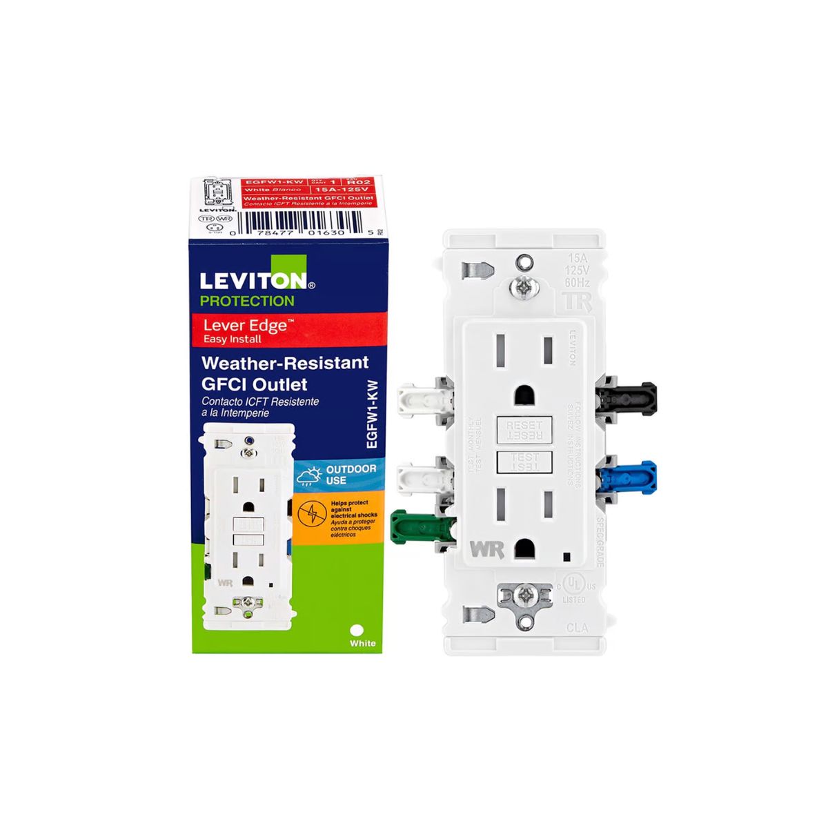 Leviton Lever Edge 15 amps 125 V White Weather Resistant GFCI Outlet 1 Pack