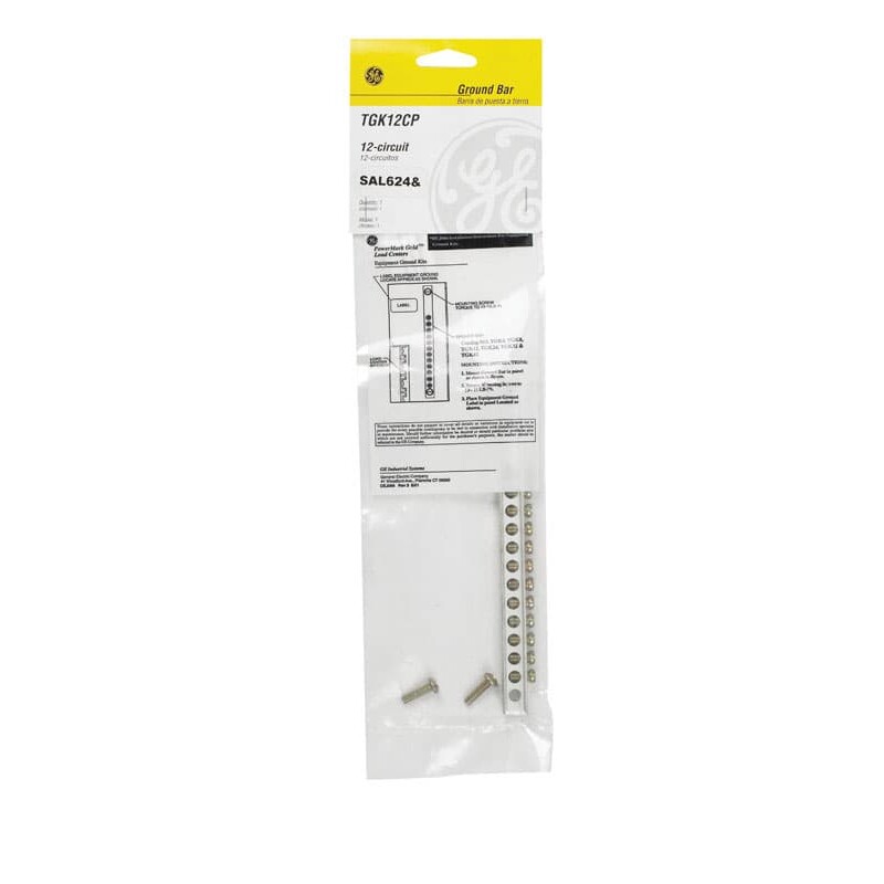 GE 12 space 12 circuits Bolt-On Mount Ground Bar Kit