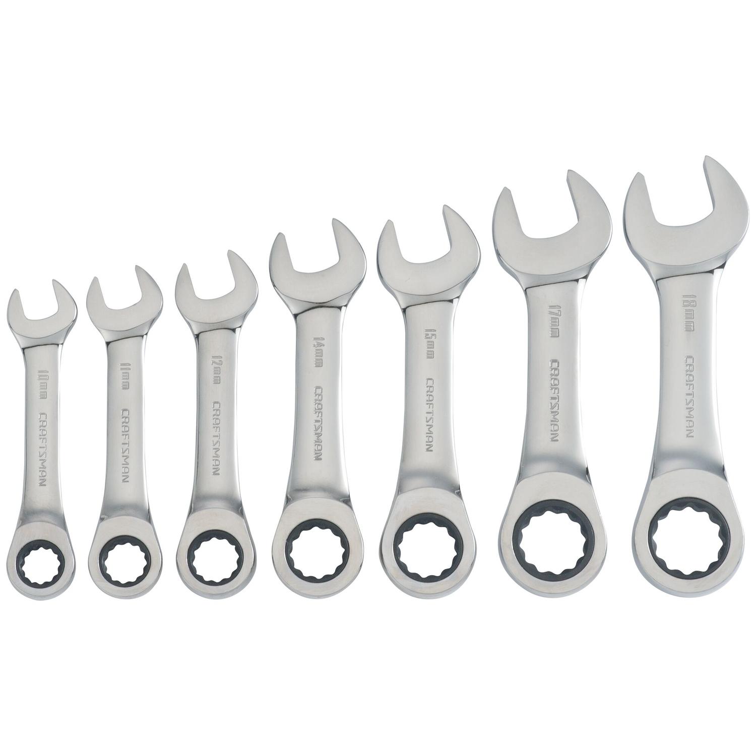 CRAFTSMAN Metric Stubby Ratcheting Combination Wrench Set 7 pc