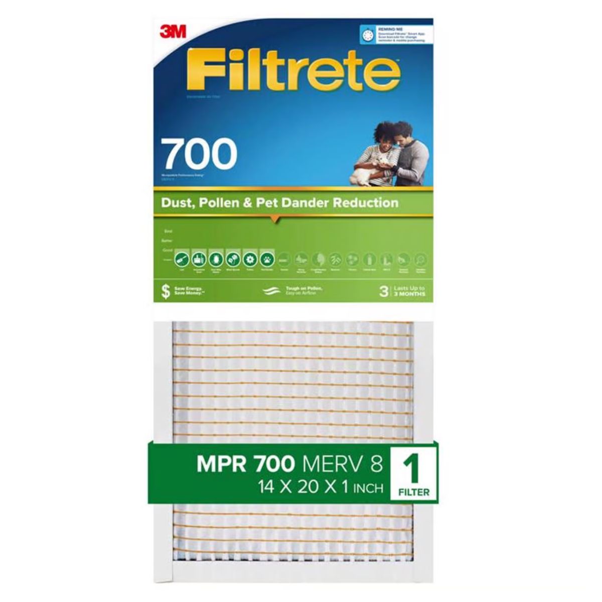 Filtrete 14 in. W x 20 in. H x 1 in. Polypropylene 700 MPR Pleated Air Filter 1 Pack