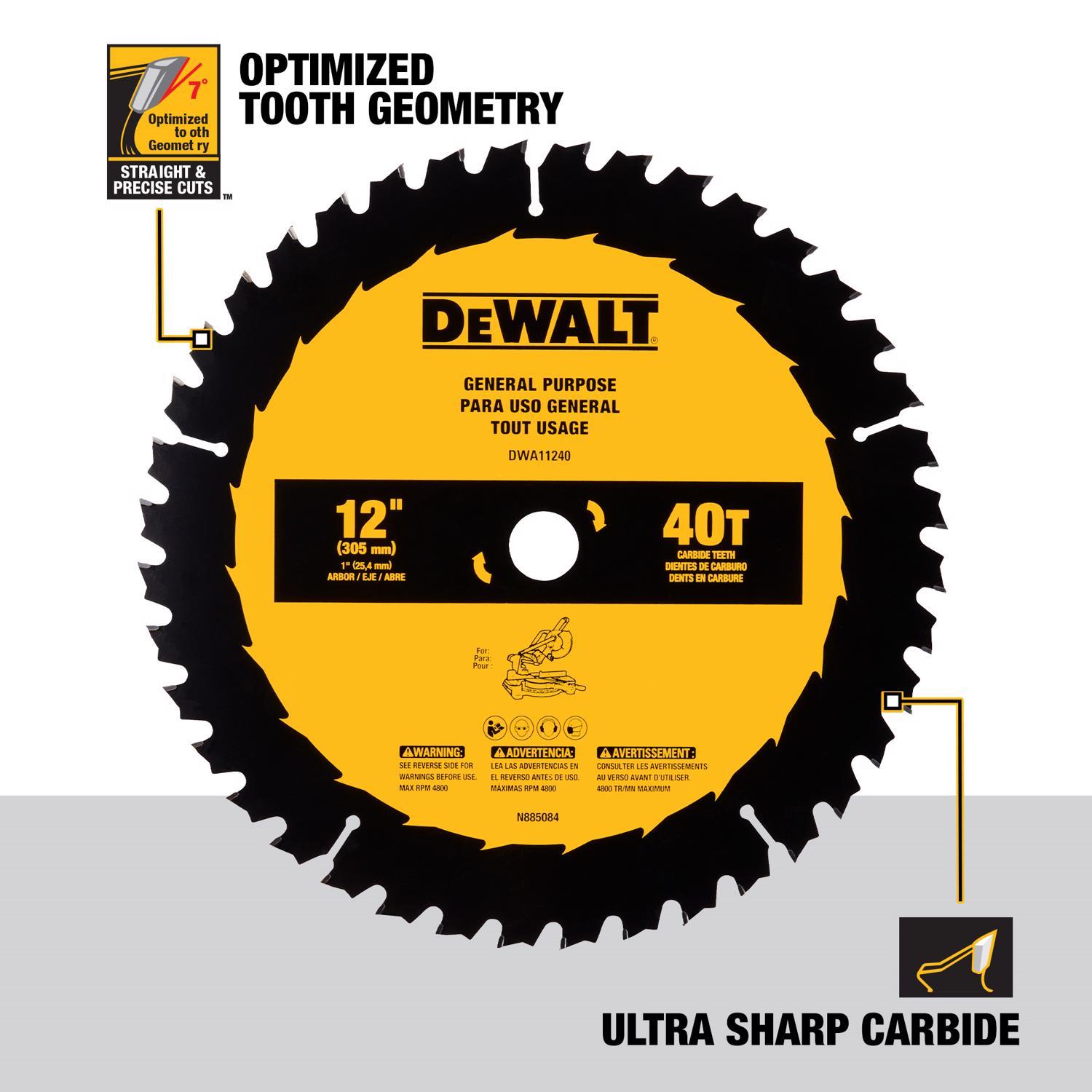 DeWalt 12 in. D X 1 in. Carbide Tipped Circular Saw Blade 40/60 teeth 2 pk
