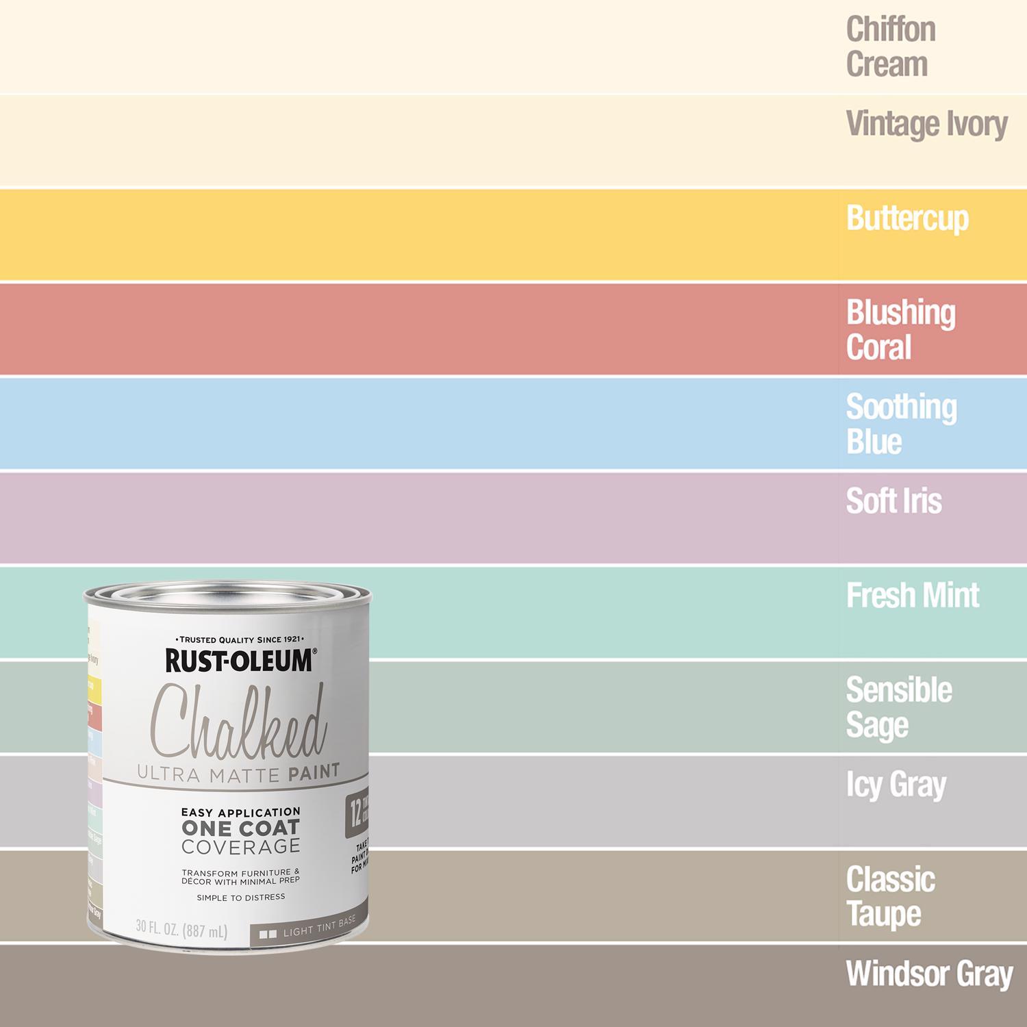 Rust-Oleum Chalked Ultra Matte Light Tint Base Water-Based Acrylic Chalk Paint 30 oz