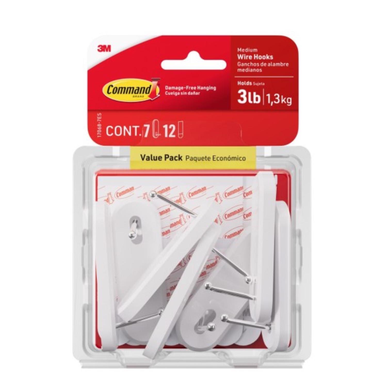 3M Command Medium Plastic Hook 3.16 in. L 7 pk