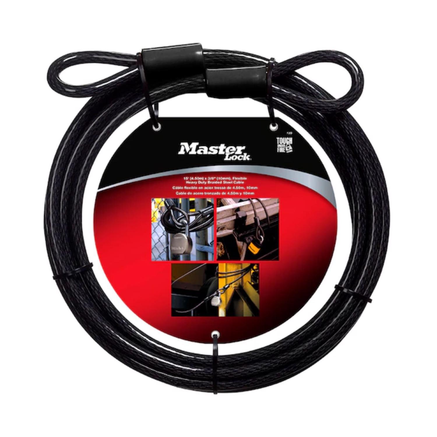 Master Lock 3/8 in. D X 180 in. L Vinyl Coated Steel Flexible Braided Steel Cable