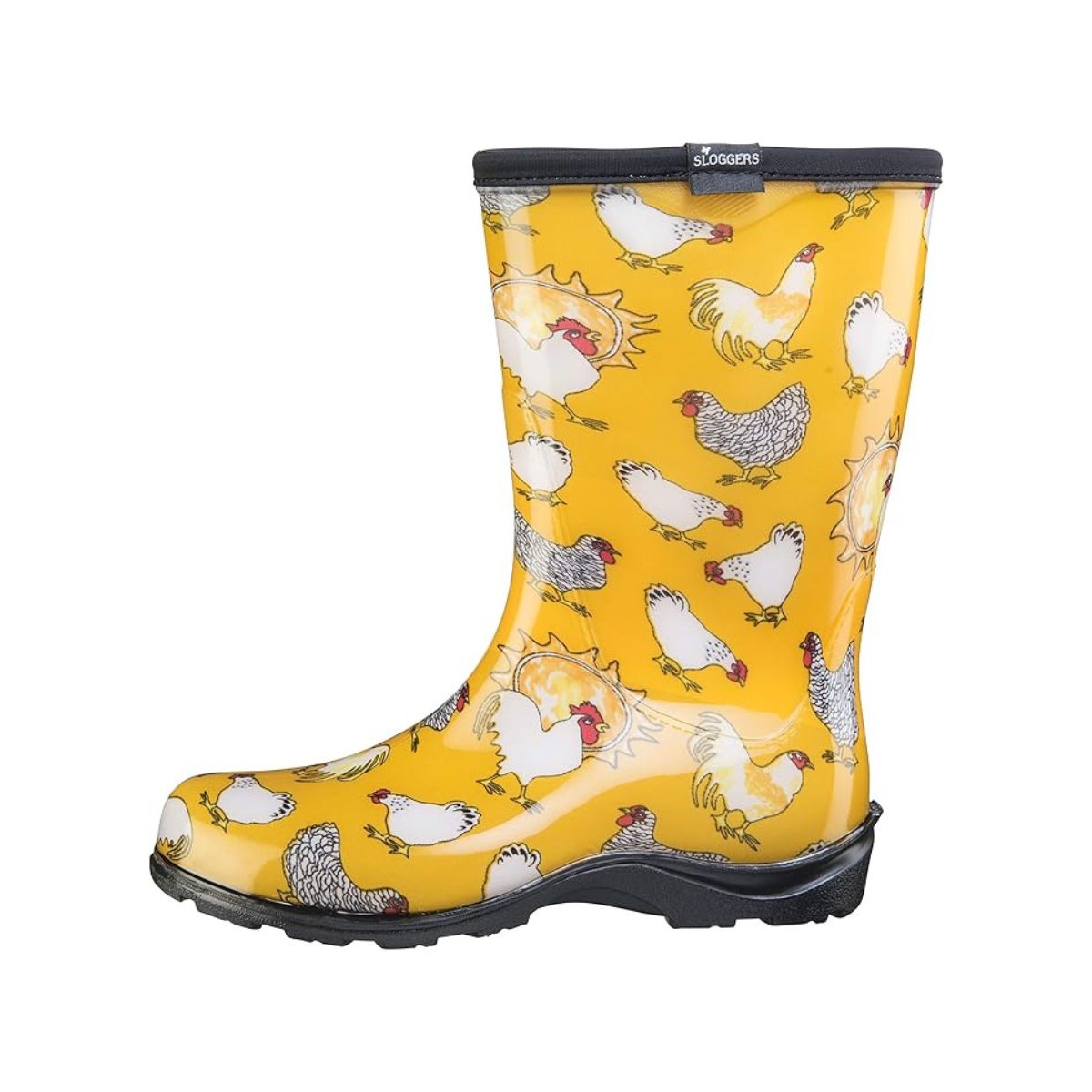 Sloggers Waterproof Garden Rain Boots for Women Chicken Yellow Print size 8