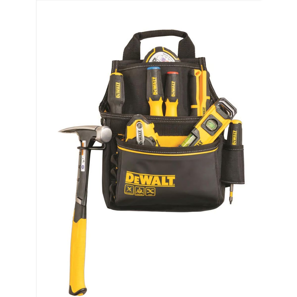 DEWALT 12 pocket Ballistic Nylon Professional Tool Pouch Black/Yellow