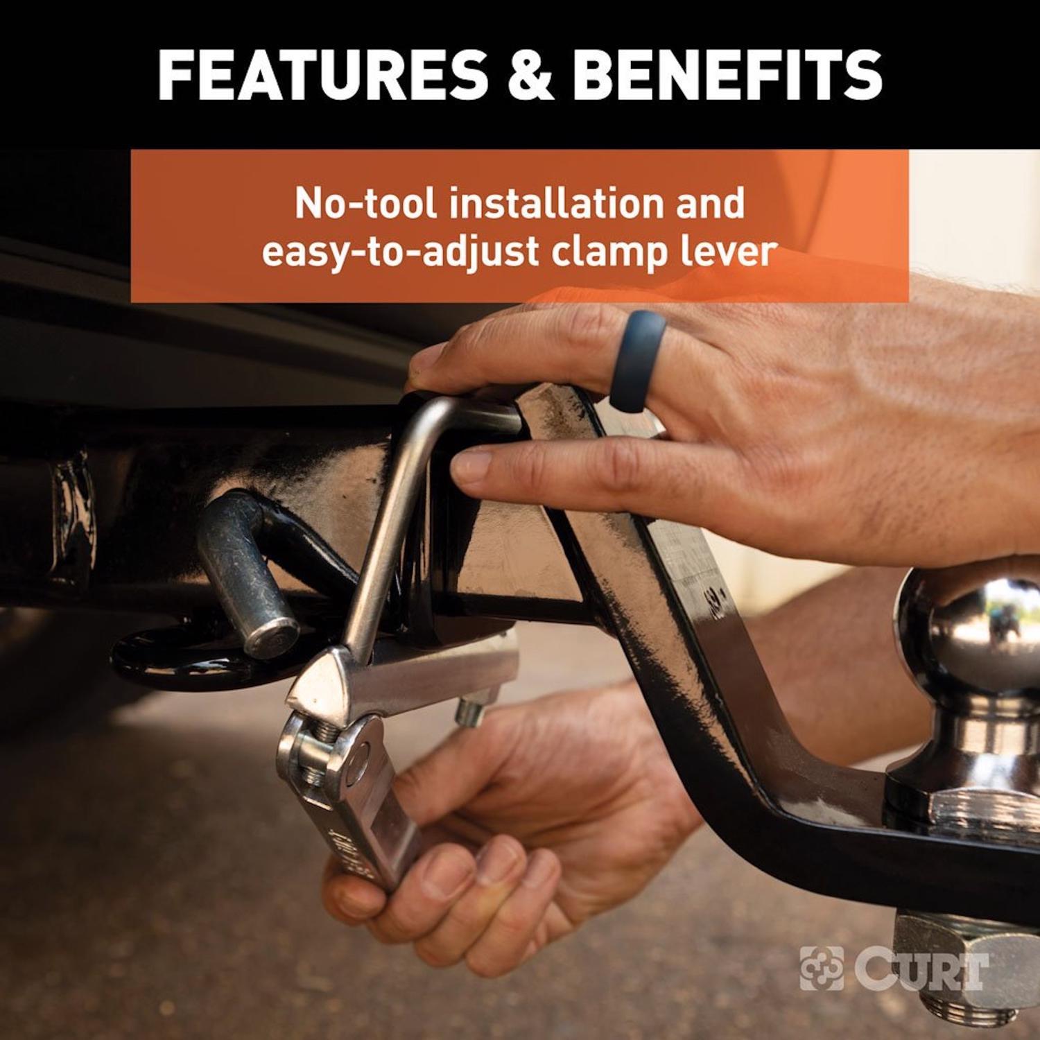 CURT 4.8"H x 0.80"W x 4.5"L Anti-Rattle Hitch Clamp