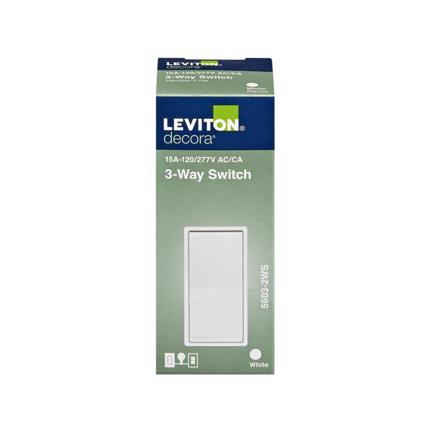 Leviton Decora 15 amps 3-Way 3-Way/Rocker AC Quiet Switch White 1 pk