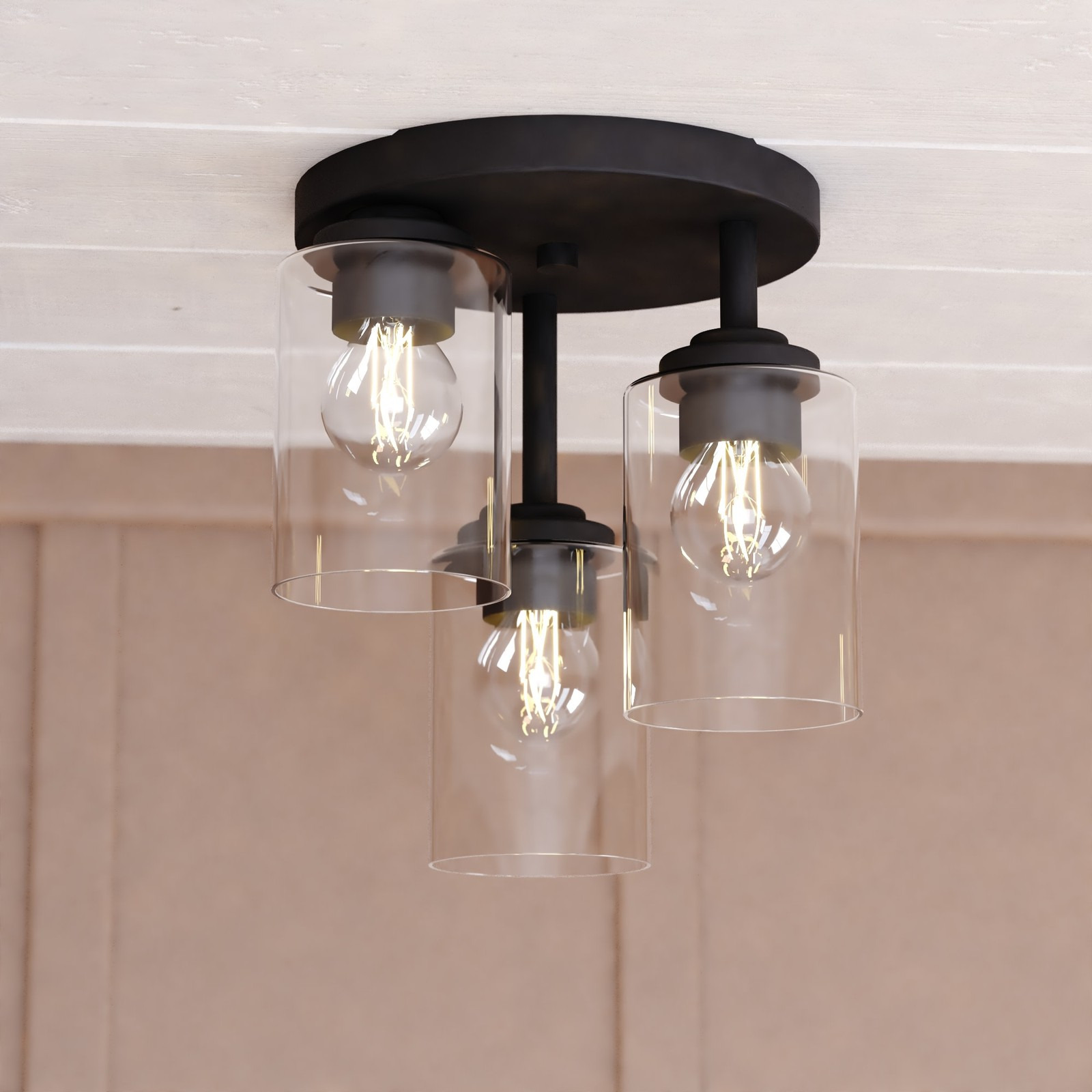 Vaxcel Lighting C0326 Park Ridge 3 Light 11 in.W Semi-Flush Ceiling - Black