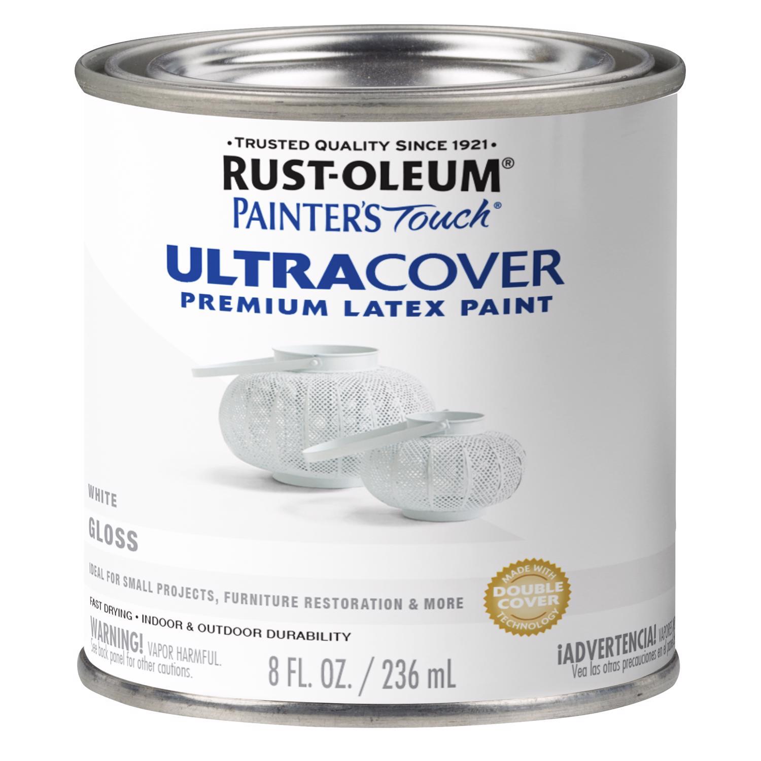 Rust-Oleum Painters Touch Gloss White Water-Based Ultra Cover Paint Exterior and Interior 0.5 pt