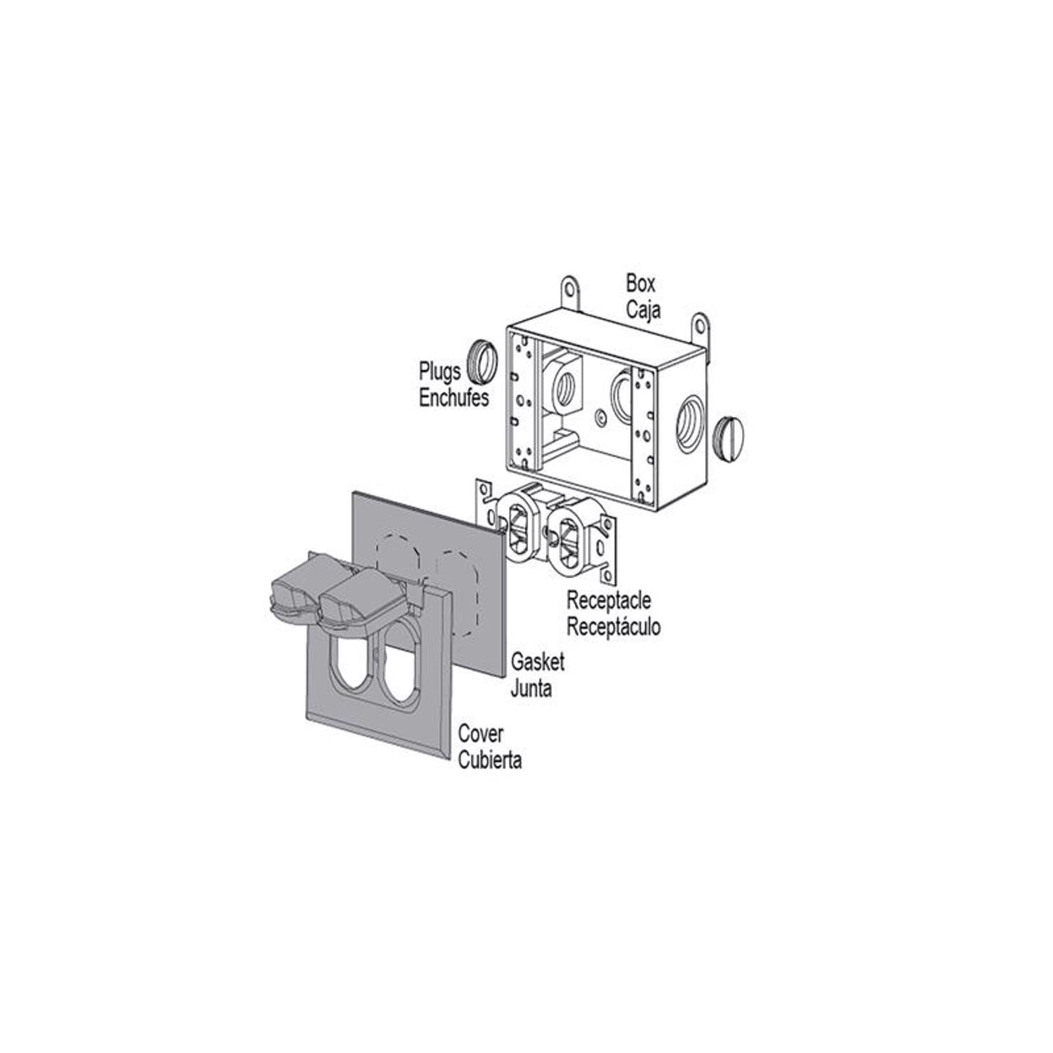 Sigma Engineered Solutions Rectangle Die-Cast Metal 1 gang 2.83 in. H X 4.57 in. W Horizontal Duplex