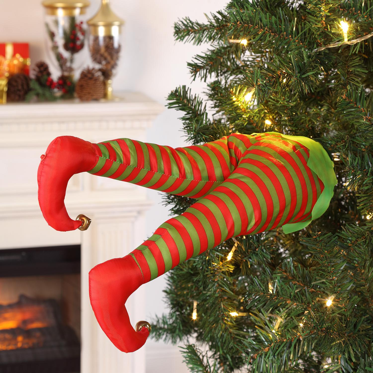 Mr. Christmas Green/Red Elf Kickers Indoor Christmas Decor 6.4 in.