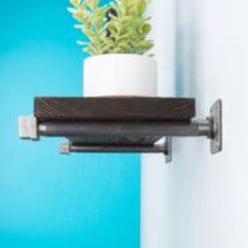 Black Iron 24" Wood Shelf Kit Boulder Black