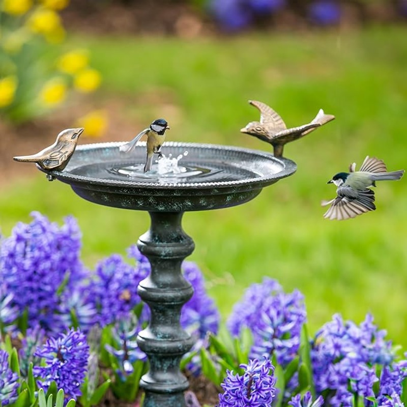 Evergreen Garden Evergreen Hummingbird Bird Baths for Outdoors Heavy Duty | Metal Bird Bath Bowl with Stand | Ground Standing Bird Bath and Feeder for Garden Yard Deck