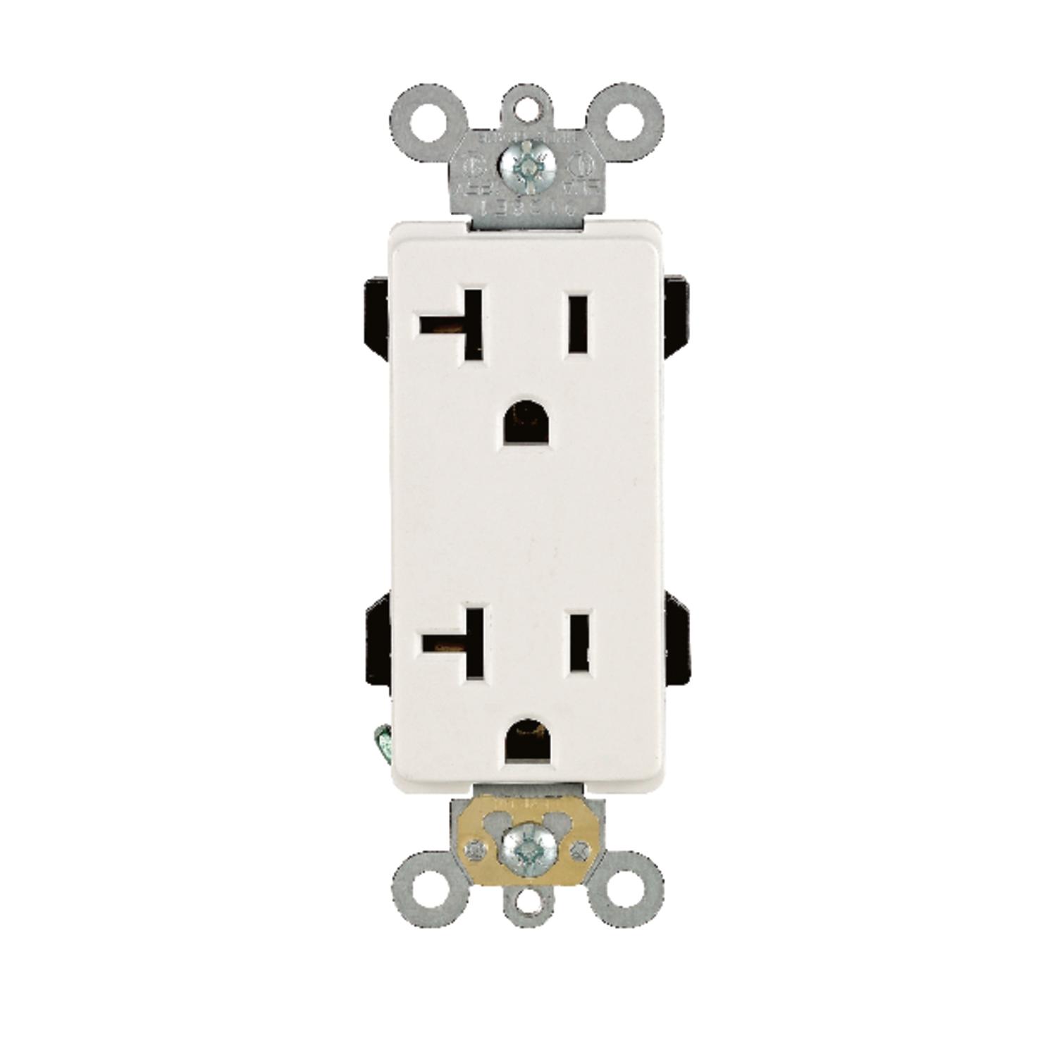 Leviton Decora Plus 20 amps 125 V Duplex White Outlet 5-20R 1 pk
