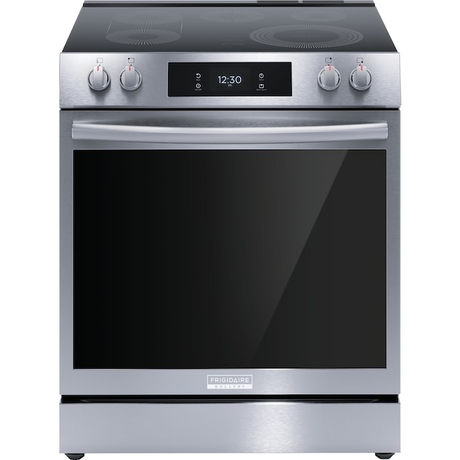 Frigidaire Gallery 30-in Glass Top 5 burners 6.2-cu ft Air Fry Convection Oven Slide-In Electric Range ( Fingerprint Resistant Stainless Steel )