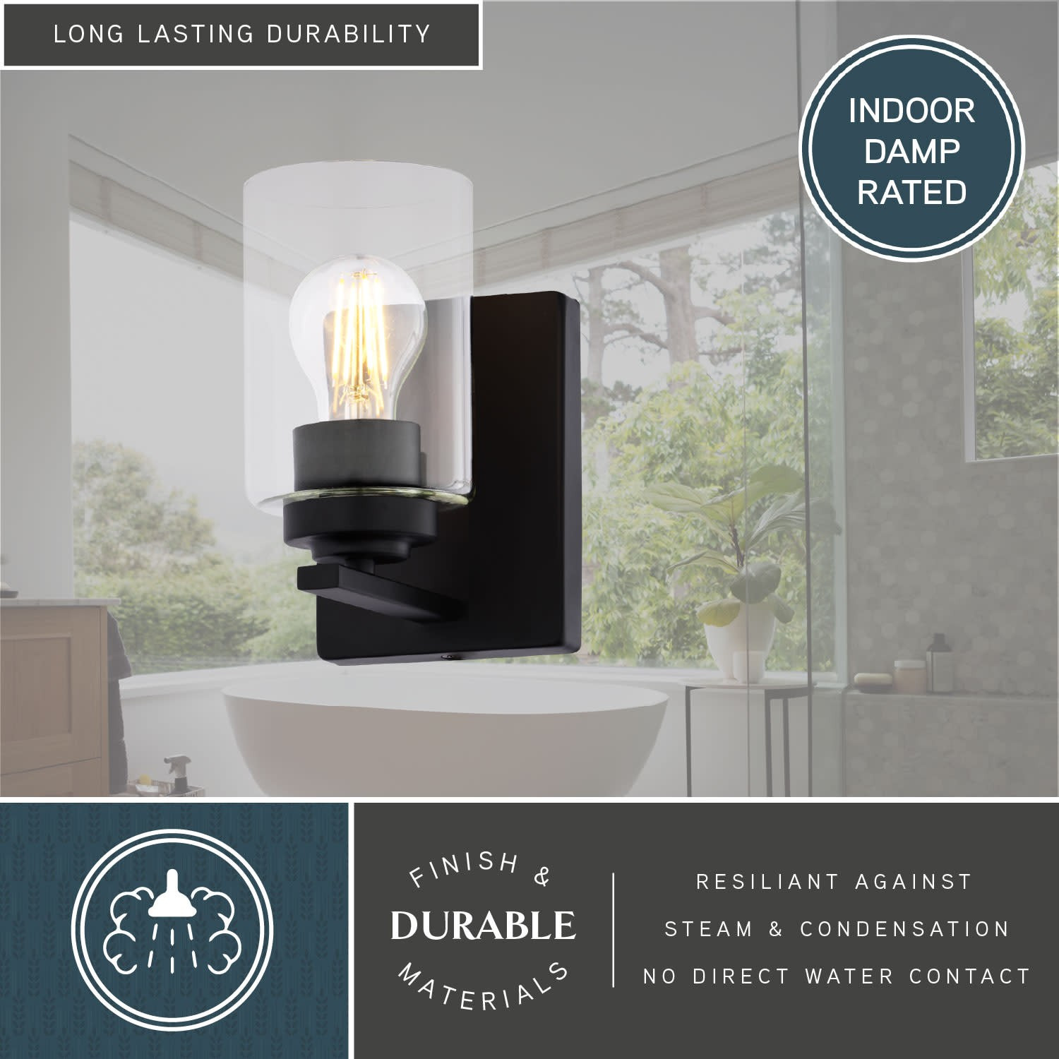 Vaxcel Lighting W0523 Park Ridge 8 in. Tall Bathroom Sconce - Black