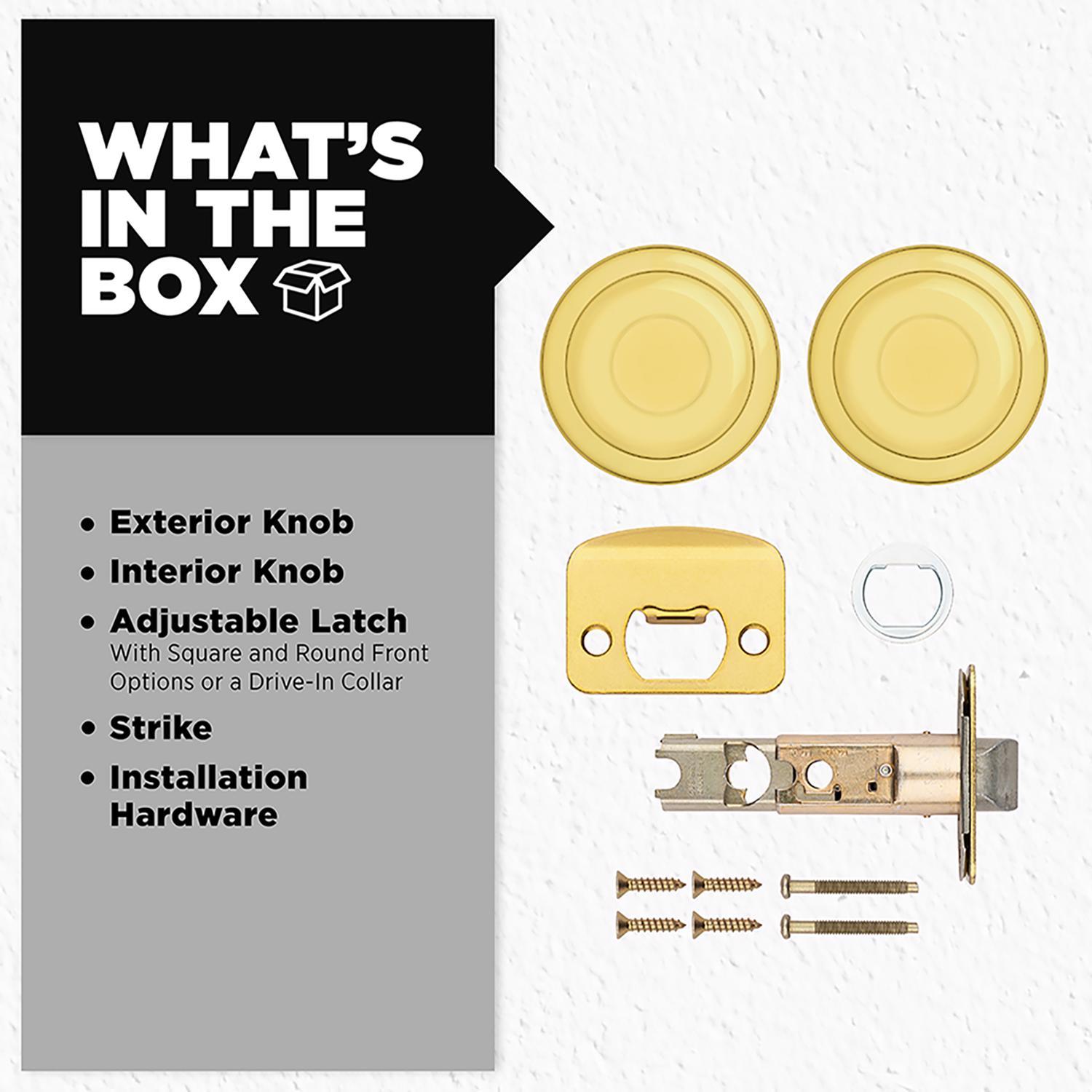 Kwikset Tylo Polished Brass Passage Door Knob Right or Left Handed