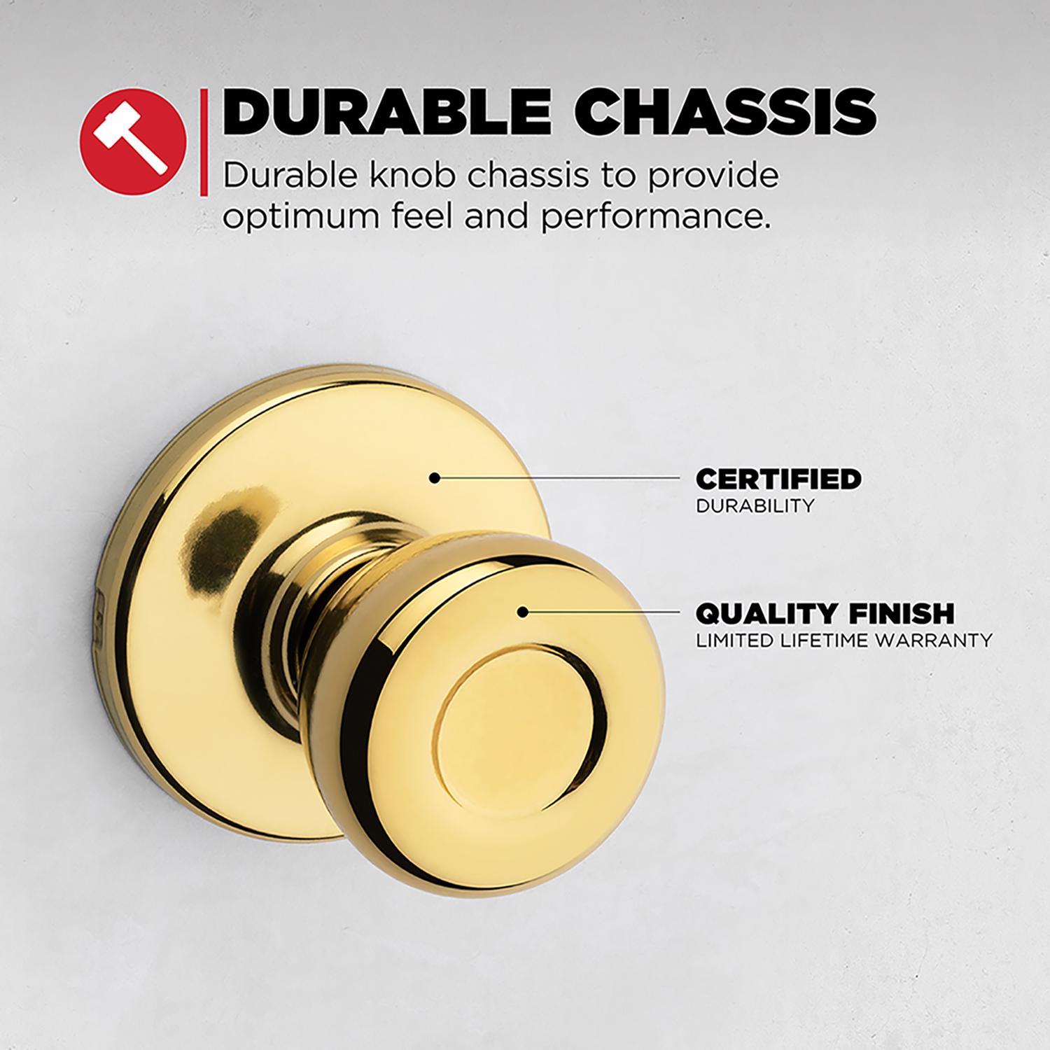 Kwikset Tylo Polished Brass Passage Door Knob Right or Left Handed