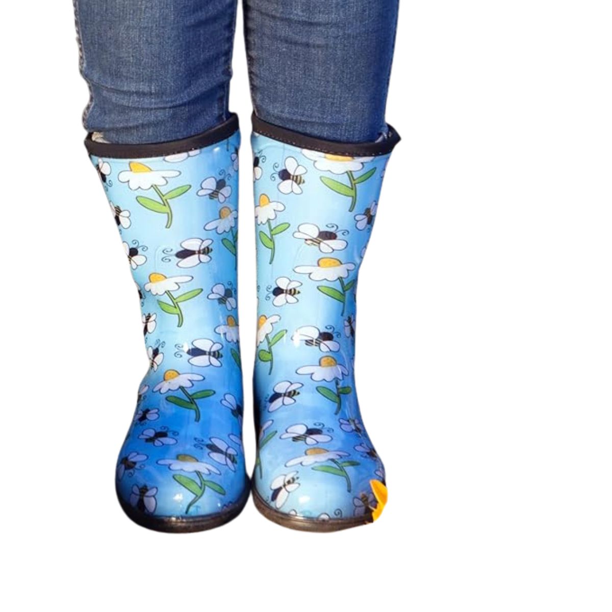 Sloggers Waterproof Garden Rain Boots for Women Bee Blue Print size 10