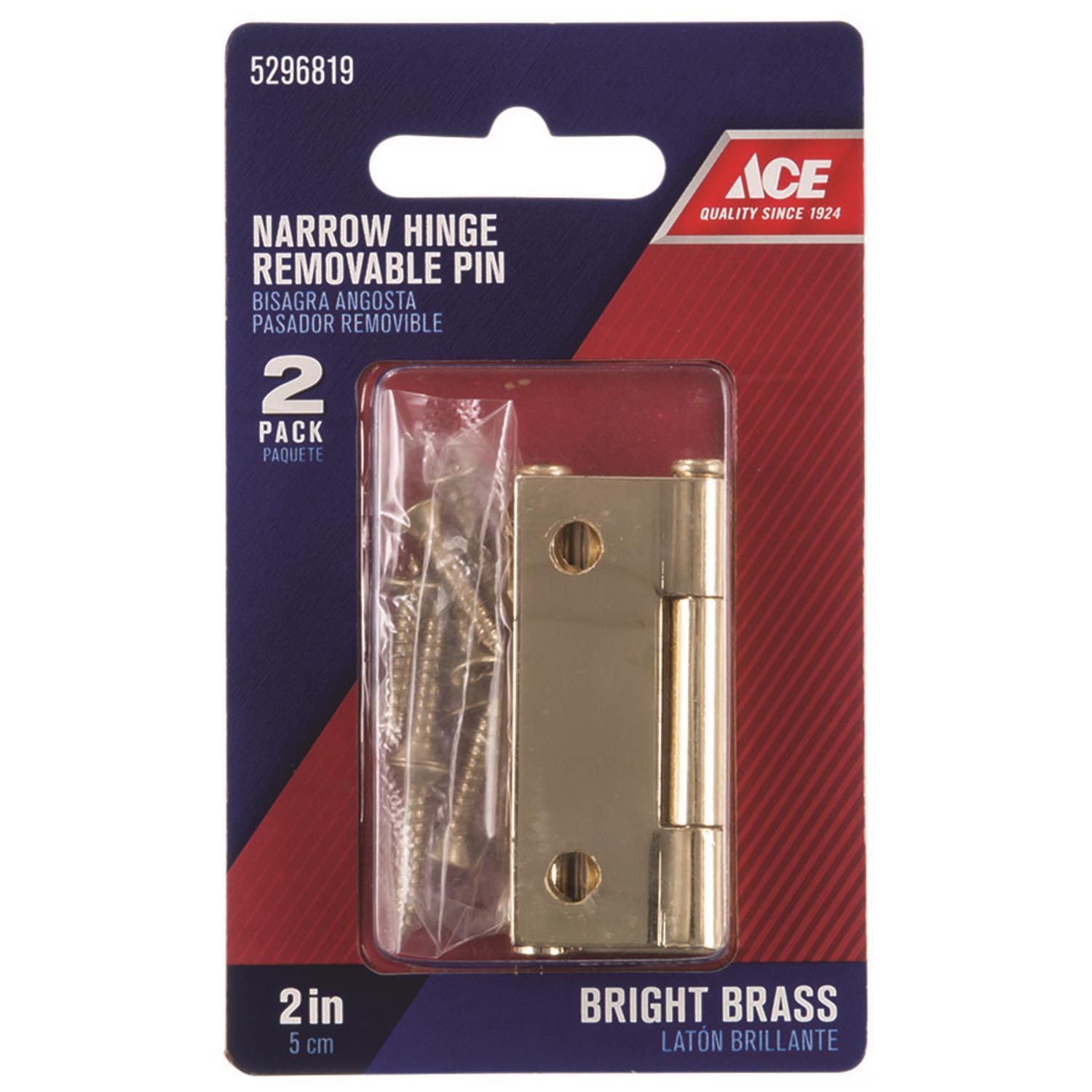 Ace 2.75 in. W X 2 in. L Bright Brass Gold Brass Narrow Hinge 2 pk