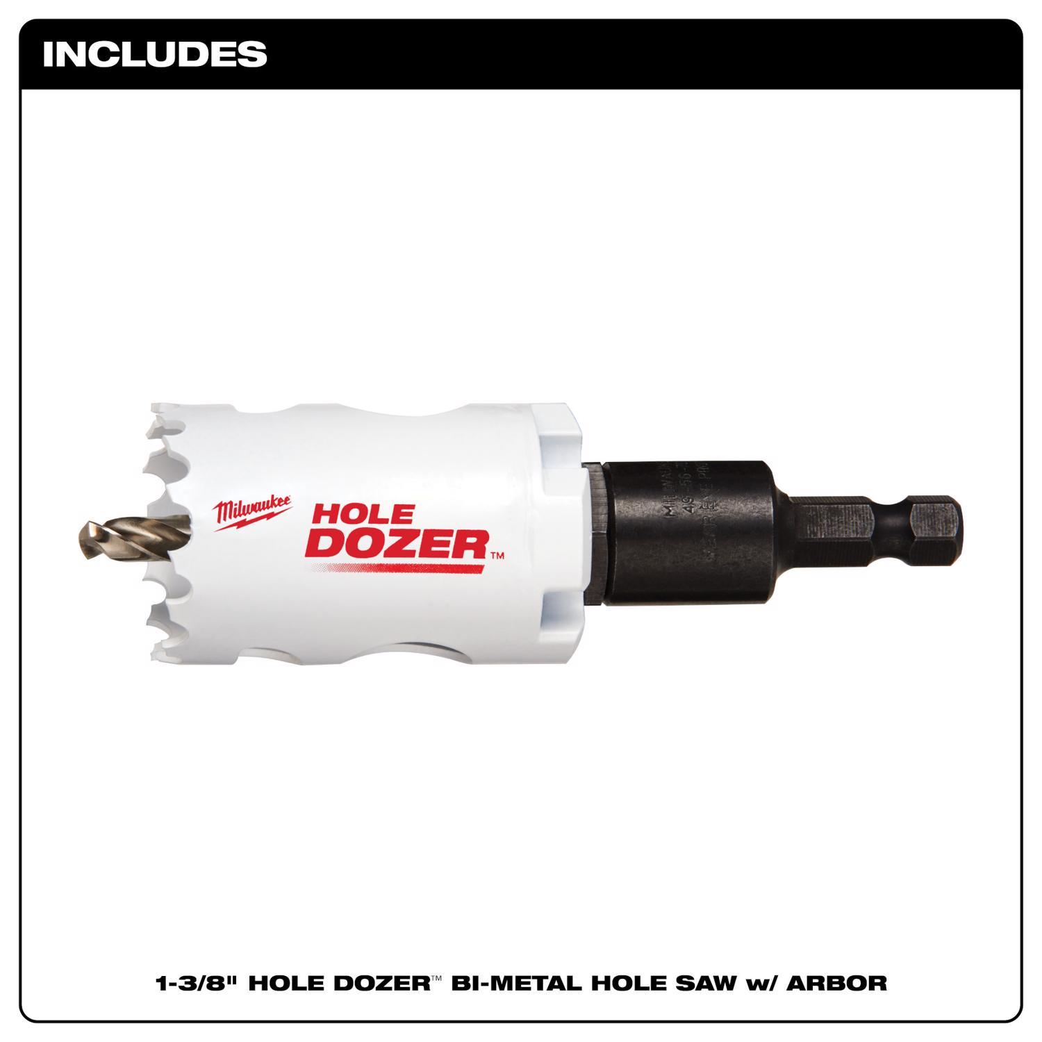 Milwaukee Hole Dozer 1-3/8 in. Bi-Metal 3.5 in. L X 3/8 in. D Hole Saw with Arbor and Pilot Bit Arbo