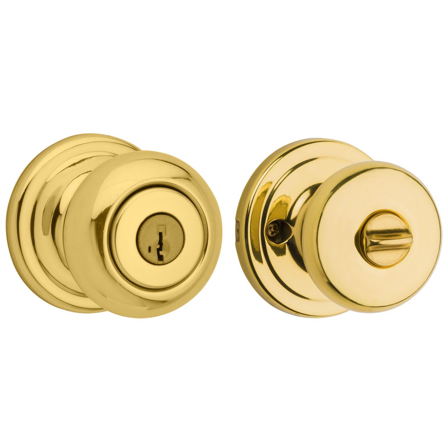 Kwikset SmartKey Juno Polished Brass Entry Door Knob KW1 1-3/4 in.