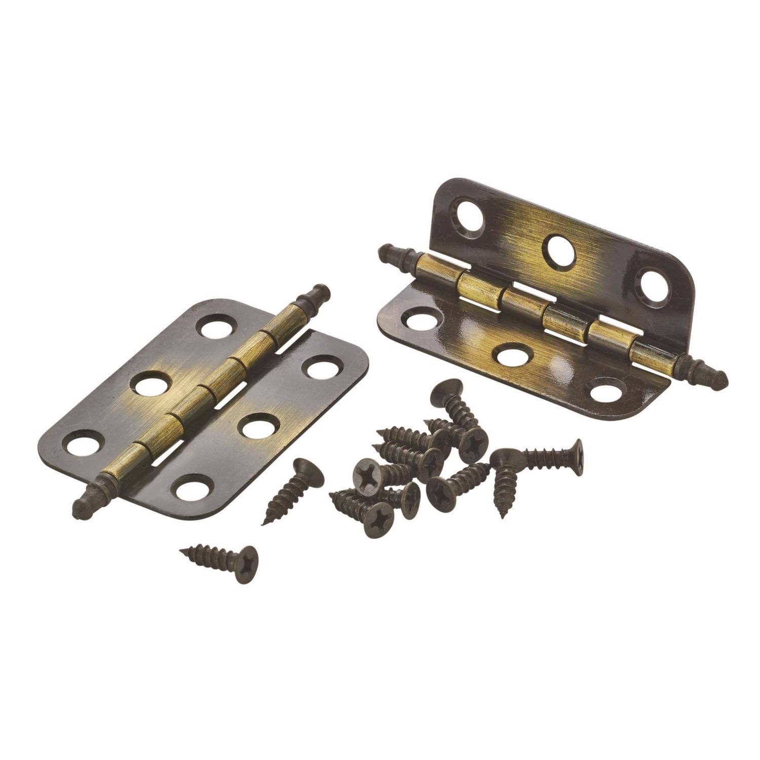Amerock 1-3/8 in. W X 2-11/16 in. L Antique Brass Steel Decorative Hinge 2 pk
