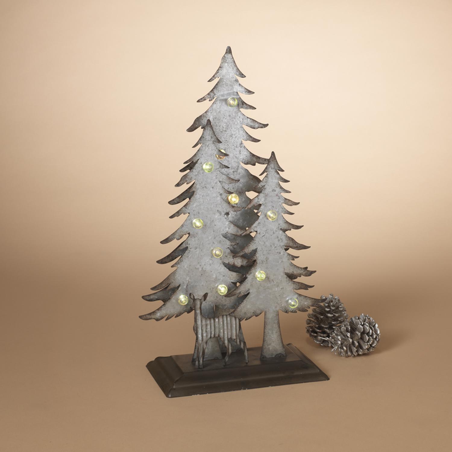 Gerson Gray Tabletop 3-D Forest Scene Indoor Christmas Decor 19.69 in.