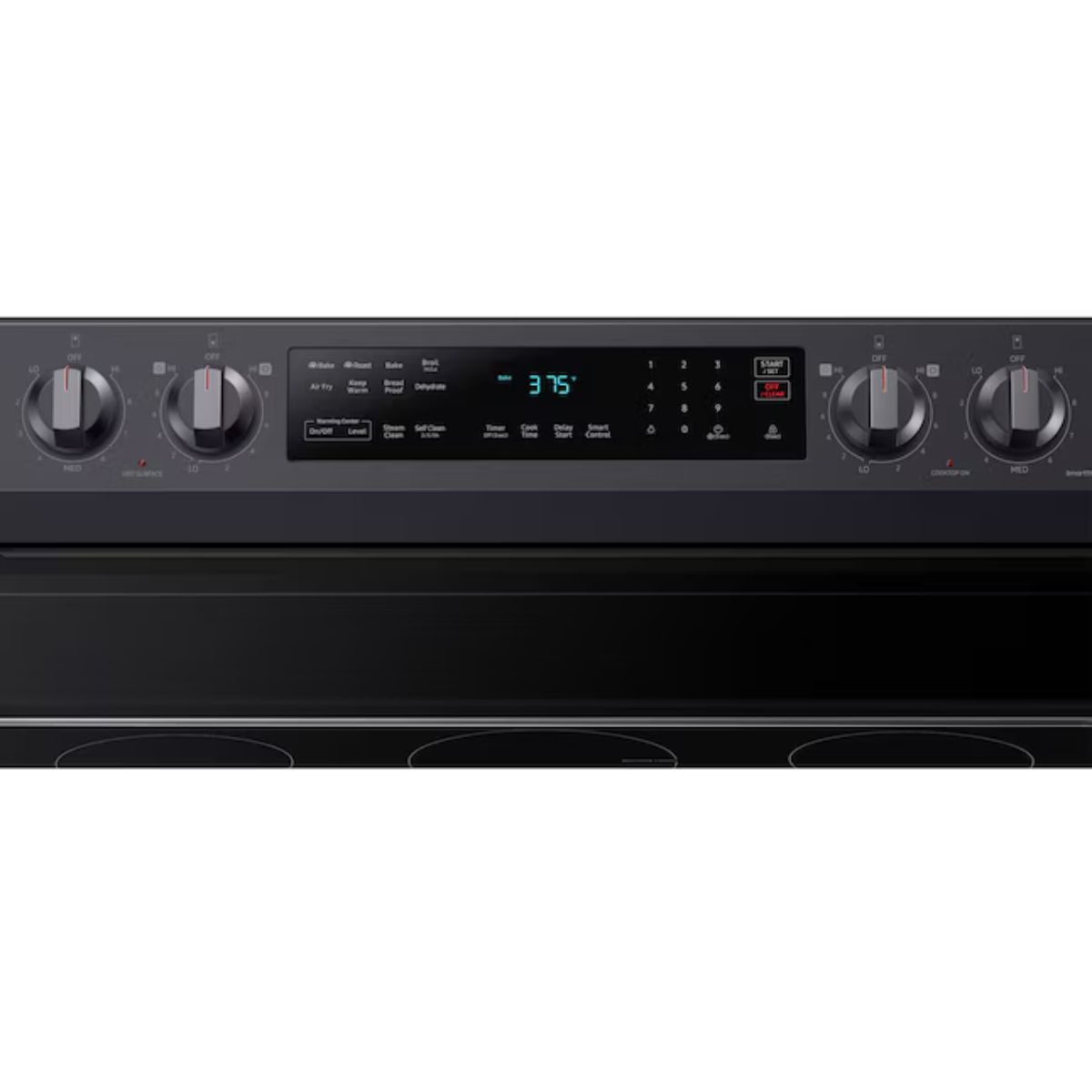 Samsung 30-in Glass Top 5 burners 6.3-cu ft Air Fry Convection Oven Freestanding Electric Range