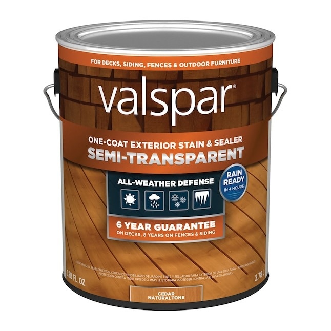 Valspar Pre-Tinted Cedar Naturaltone Semi-transparent Exterior Wood Stain and Sealer in One,1 Gallon
