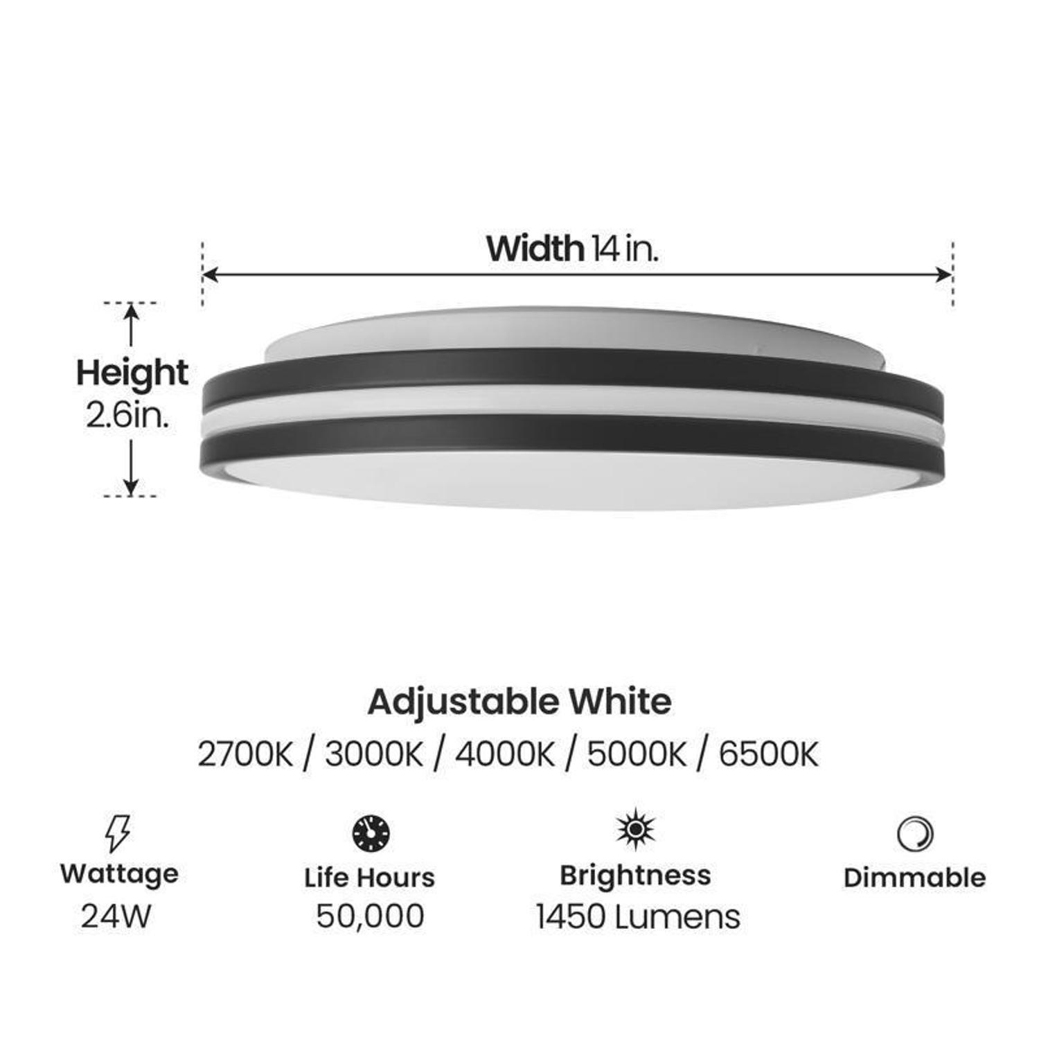Feit 2.6 in. H X 14 in. W X 14 in. L Matte Black Black Ceiling Fixture