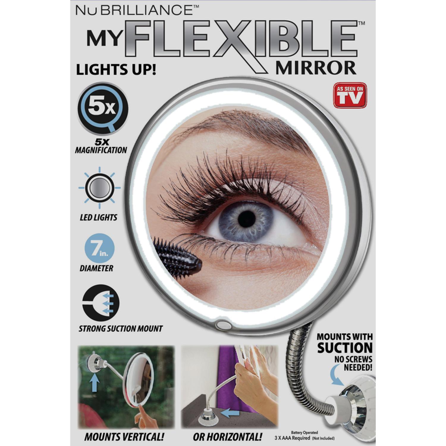 Nubrilliance As Seen On Tv 14.5in. H x 7in. W Flexible Led Vanity Mirror Silver