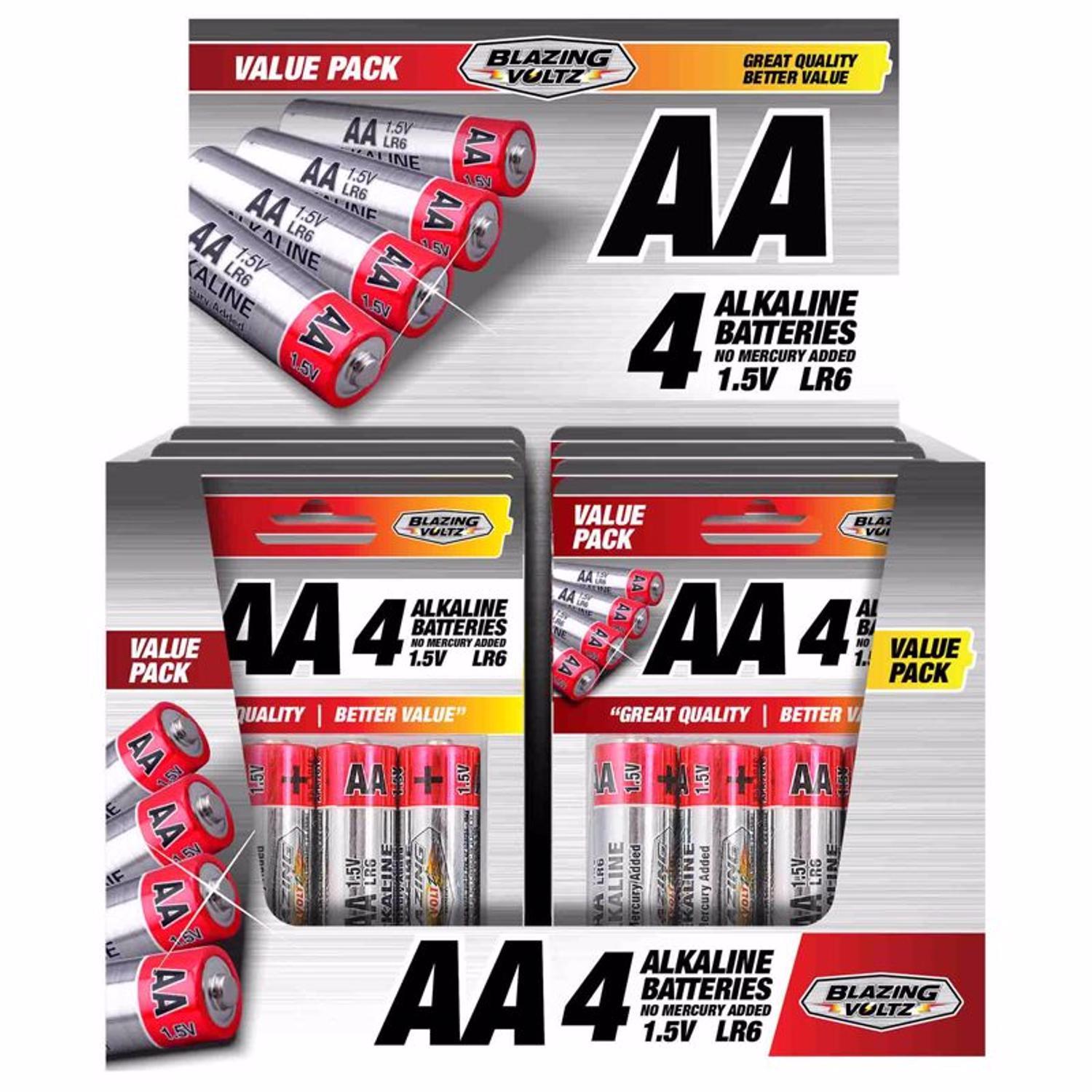 Blazing Voltz AA Alkaline Batteries 4 pk Carded
