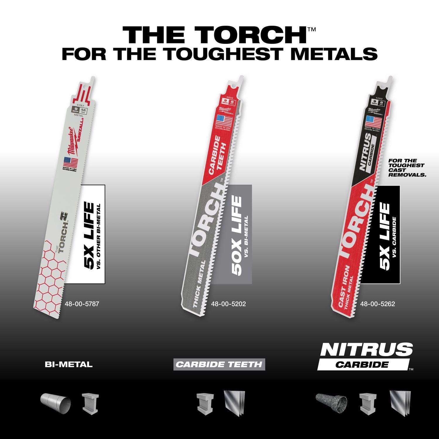 Milwaukee Torch 9 in. Bi-Metal Blade Set 8 TPI 3 pc
