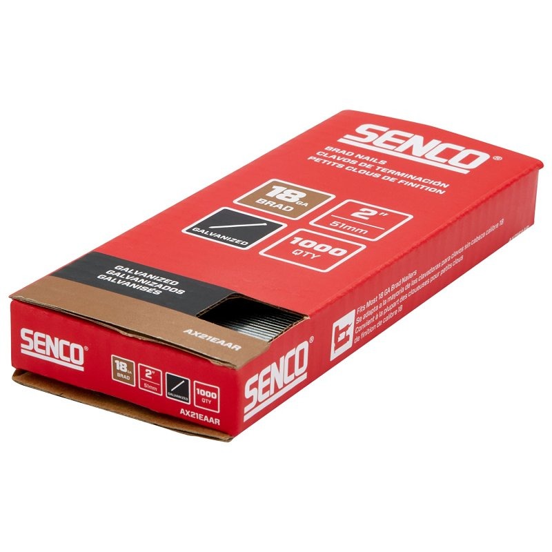 Senco Brad Nail Strip, 2 in. L, 18 ga., Galvanized/Plain, Medium Head