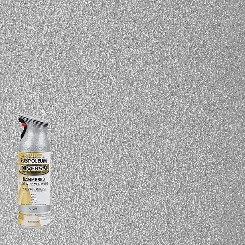 Rust-Oleum 245219 Universal All Surface Hammered Spray Paint, 12 oz, Silver
