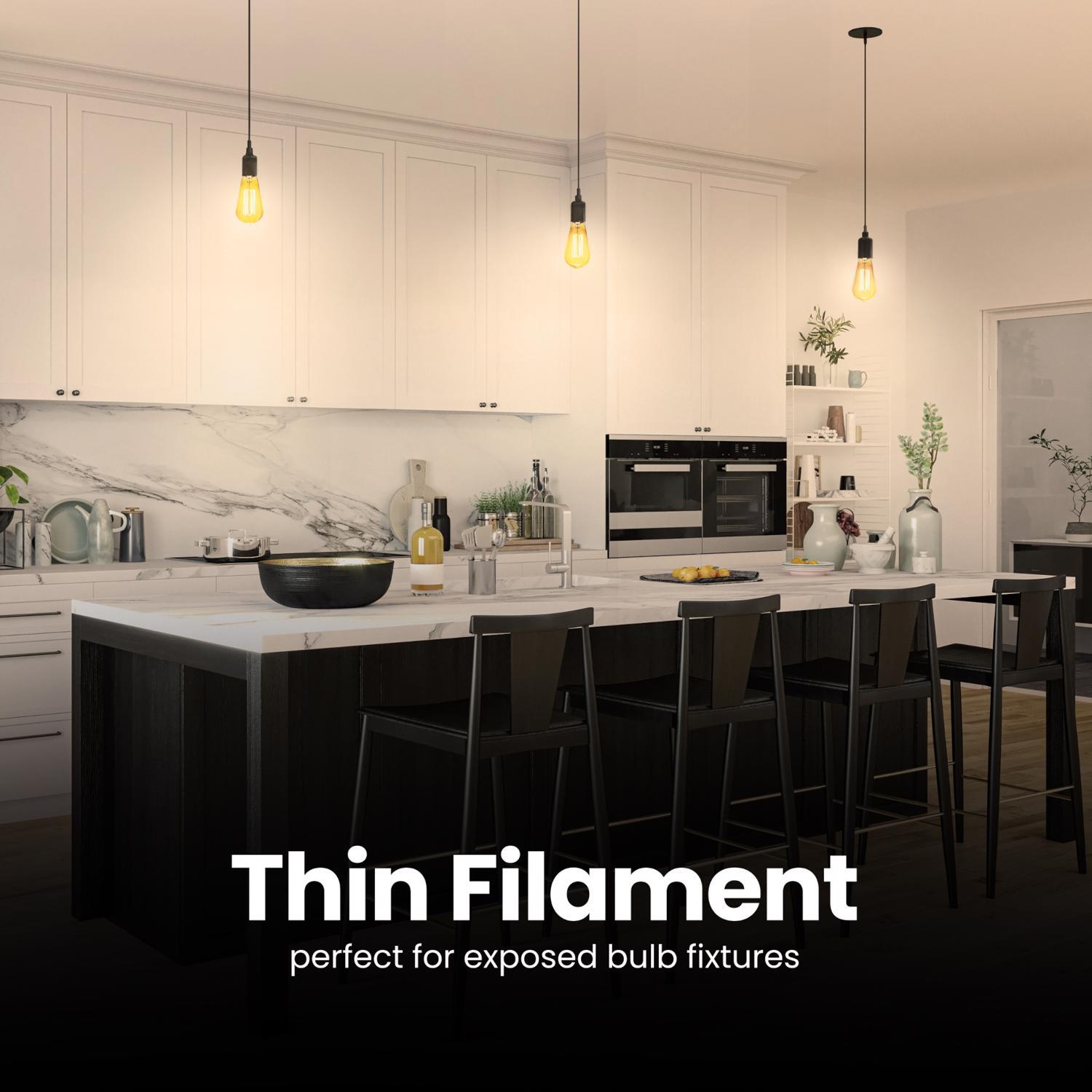 Feit ST19 E26 (Medium) Filament LED Bulb Warm White 40 Watt Equivalence 2 pk