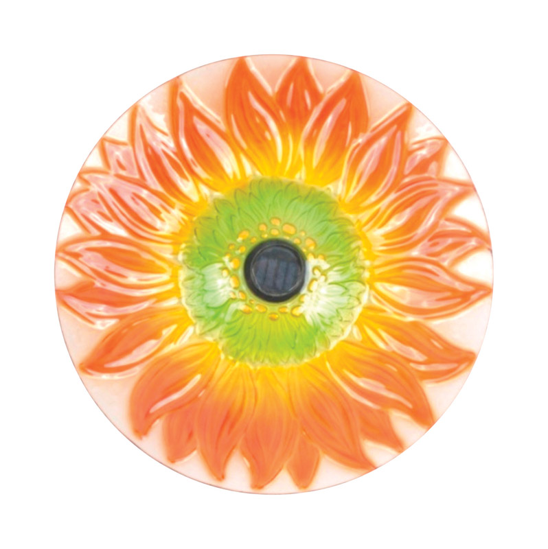 Luminous Garden Glass/Metal 21.6 in. Solar Bird Bath with Stand