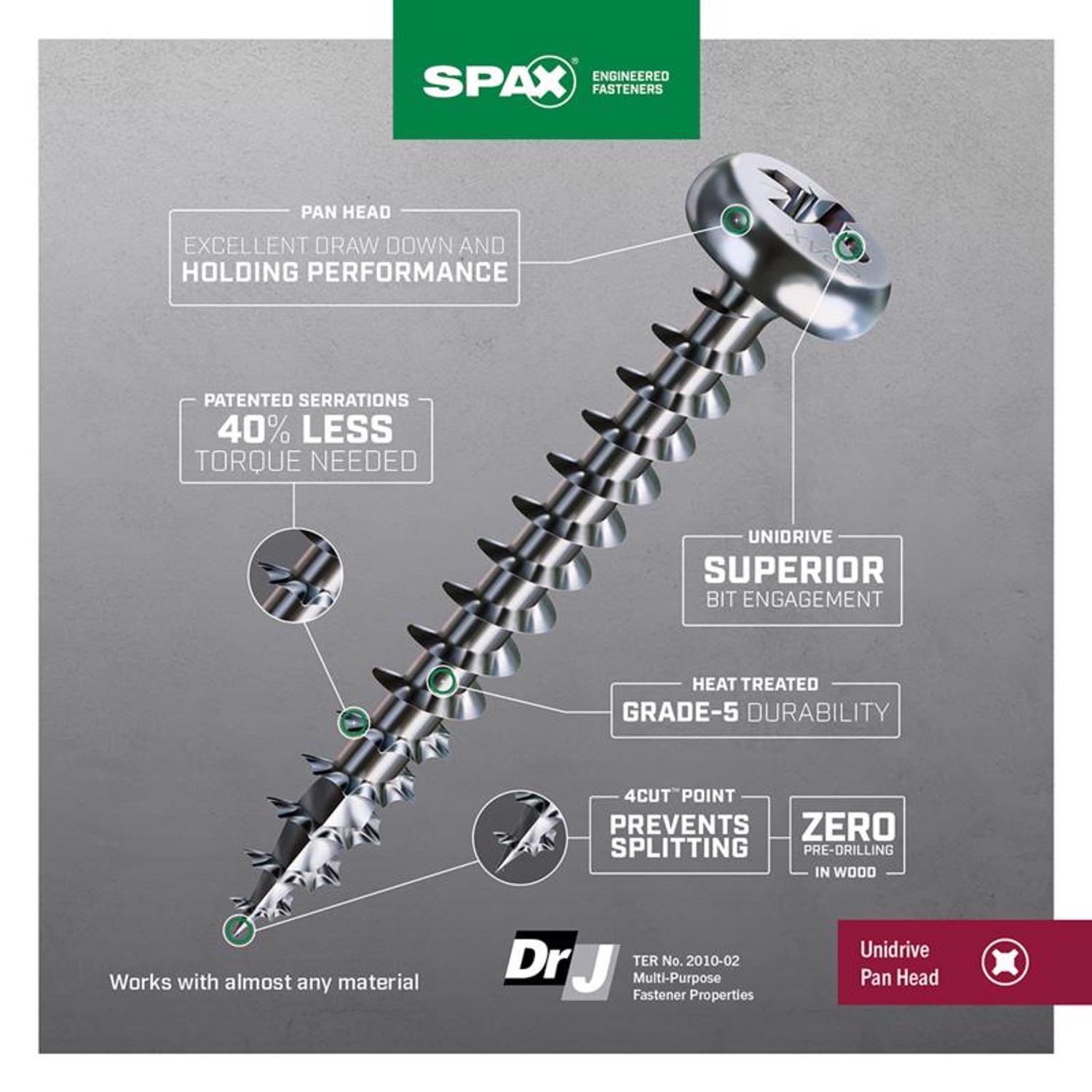SPAX No. 10 X 1 in. L Phillips/Square Zinc-Plated Serrated Multi-Material Screw 20 Pack