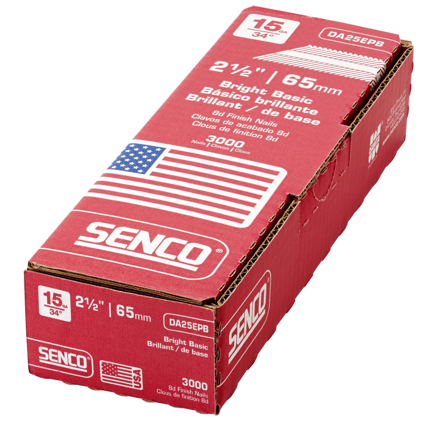 Senco 2-1/2 in. L X 15 Ga. Angled Strip Bright Finish Nails 34 deg 3000 pk