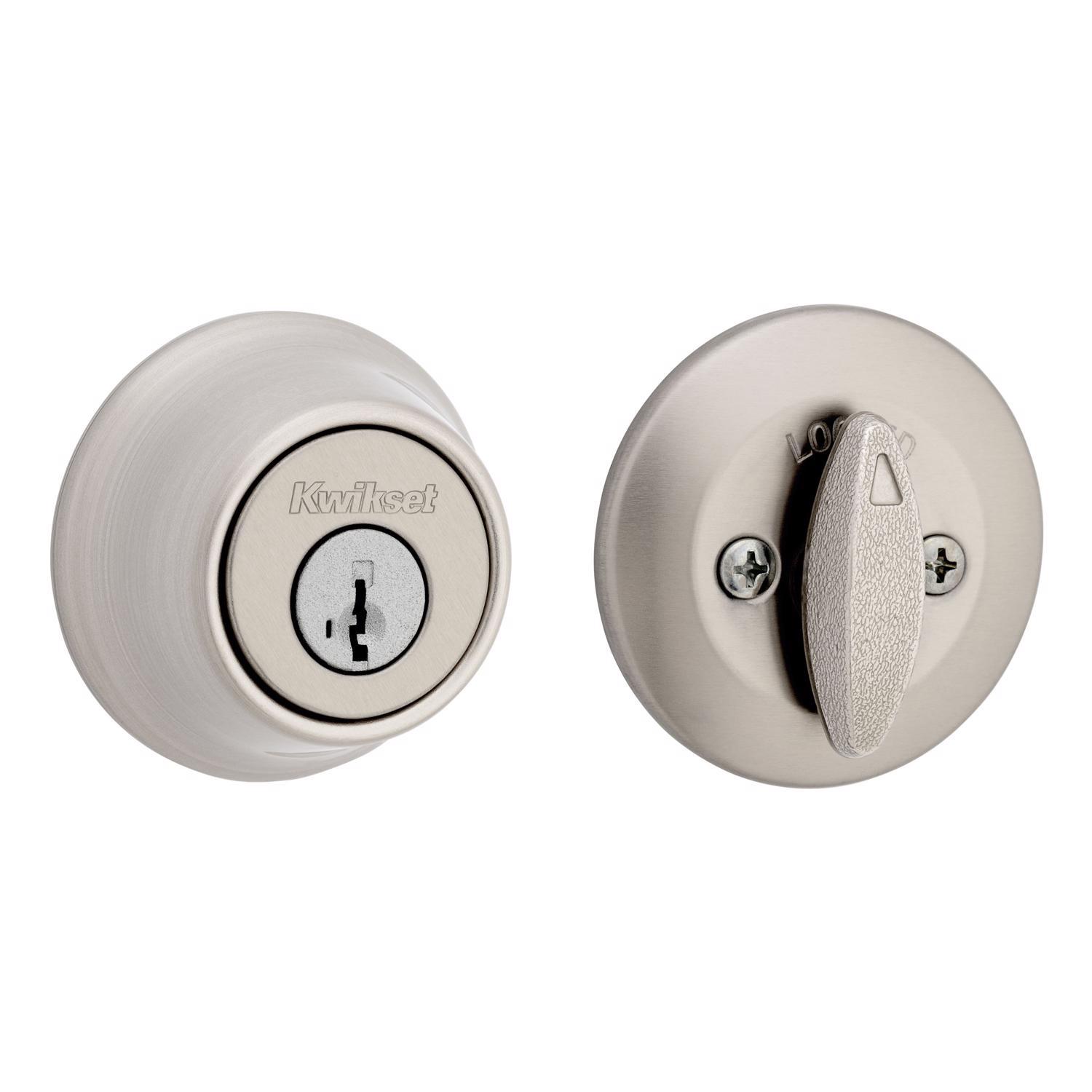 Kwikset SmartKey Security Satin Nickel Metal Single Cylinder Deadbolt
