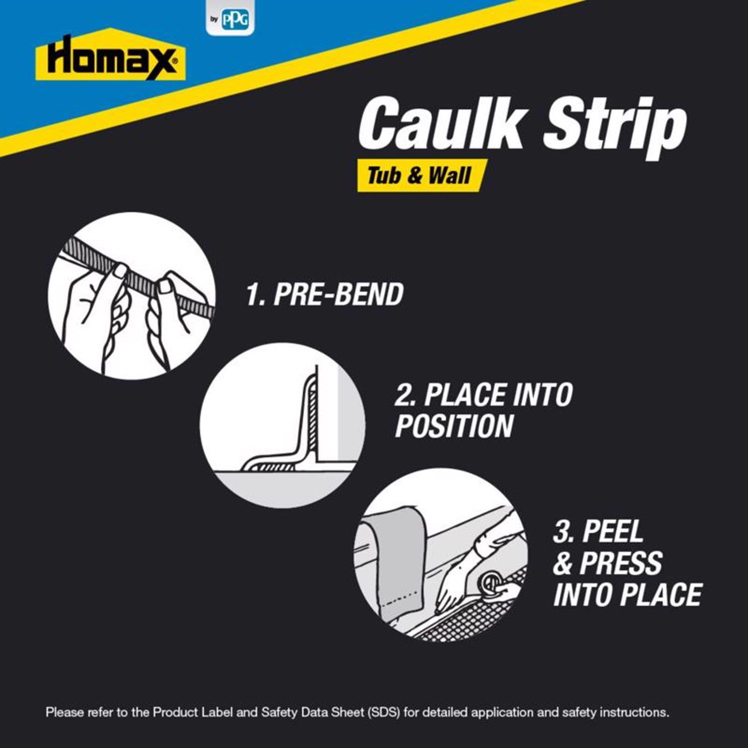 Homax White Silicone Caulk Strips 7/8 in. x 16 ft.