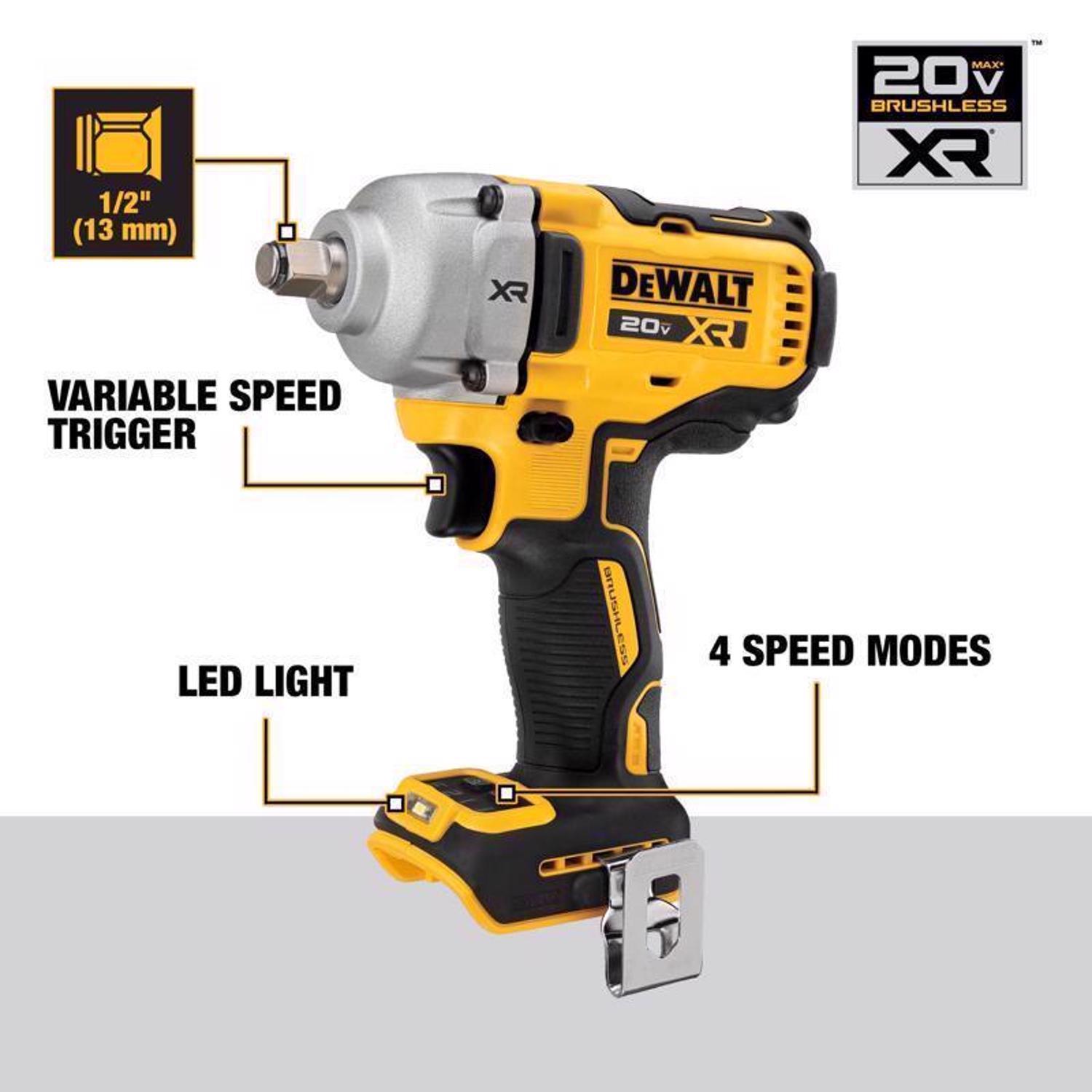 DeWalt 20V MAX 1/2 in. Cordless Brushless Mid-Range Impact Wrench Kit (Battery & Charger)