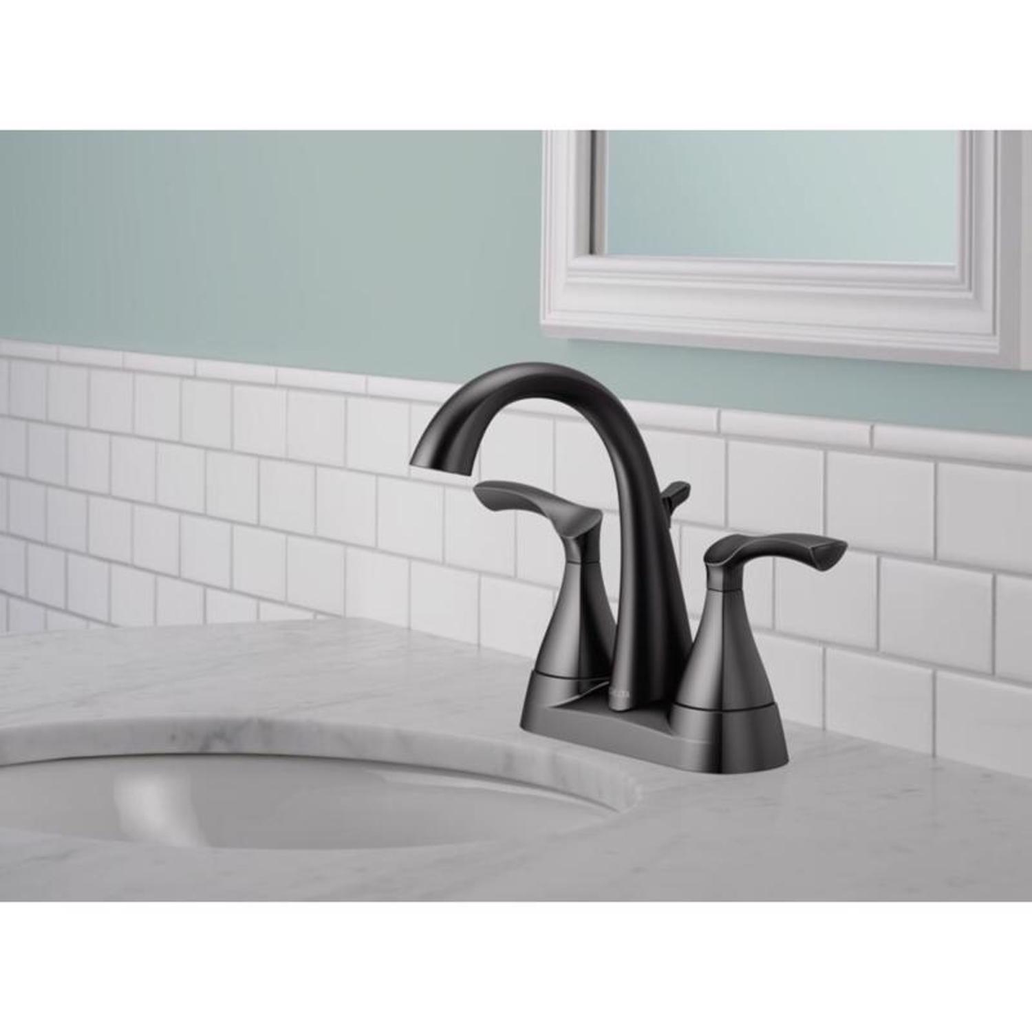 Delta Sandover Matte Black Bathroom Faucet 4 in.