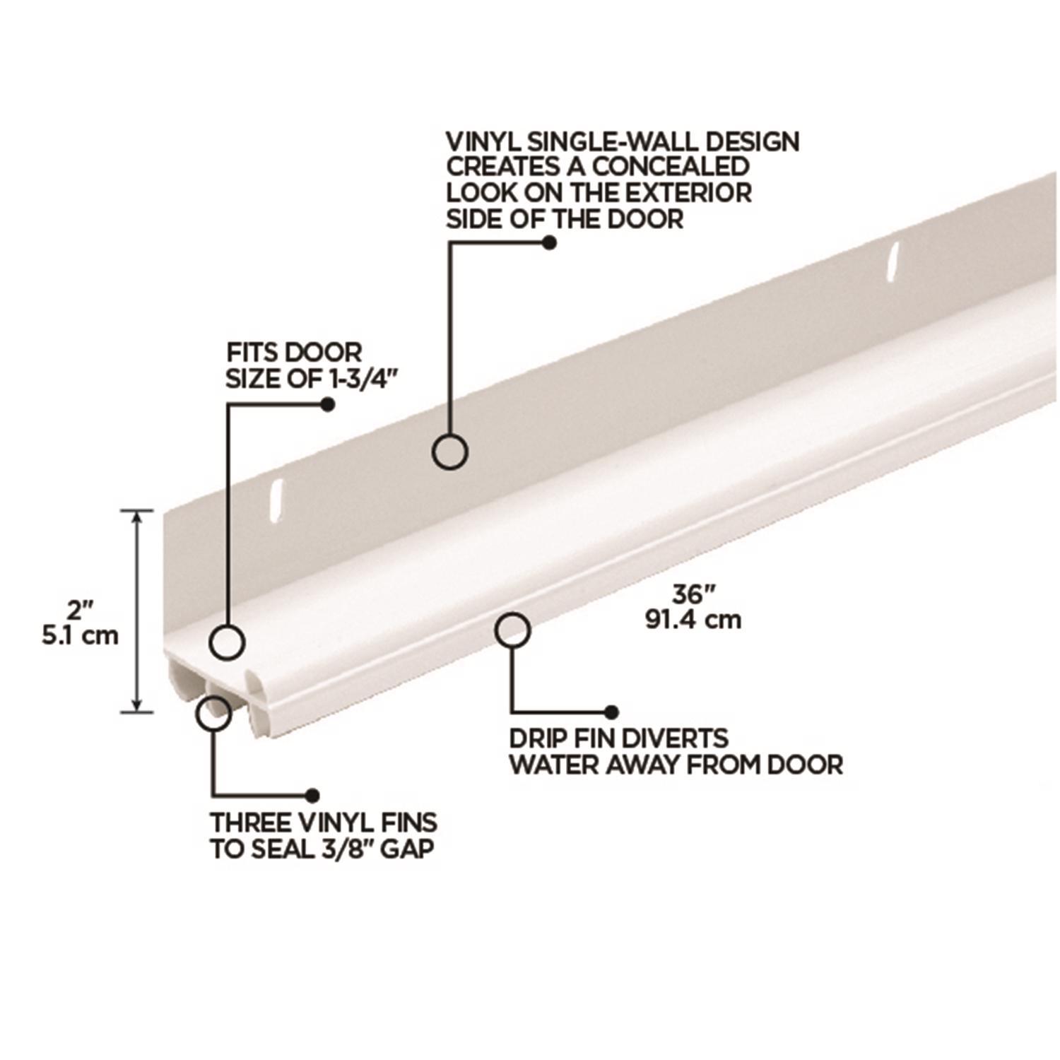 M-D Building Products White Vinyl Under Door Seal For Doors 36 in. L X 2 in.