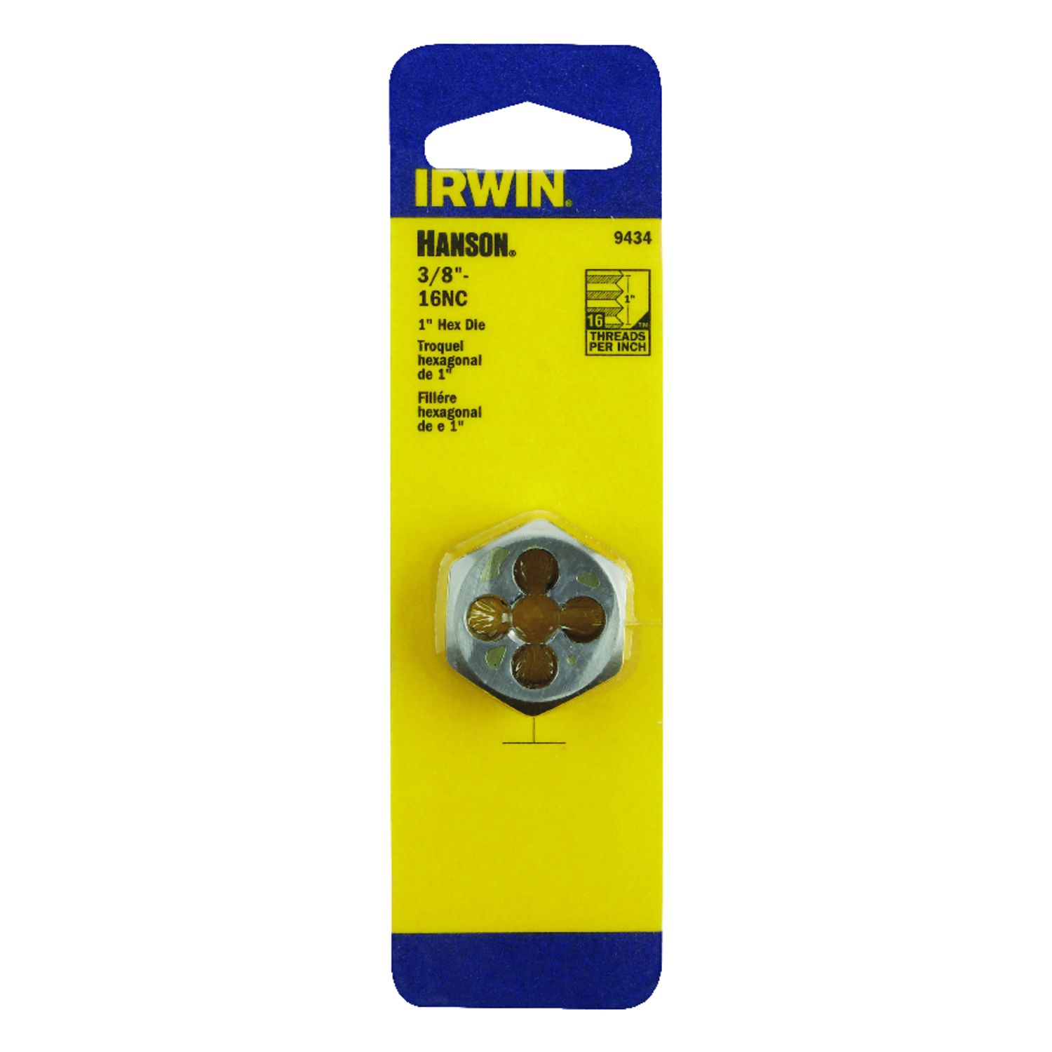 Irwin Hanson High Carbon Steel SAE Hexagon Die 3/8 in. 1 pc