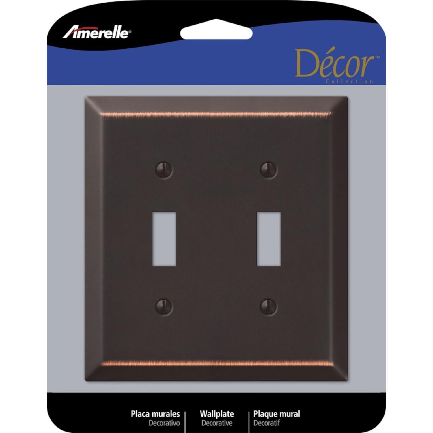 Amerelle Century Antique Bronze 2 gang Stamped Steel Toggle Wall Plate 1 Pack