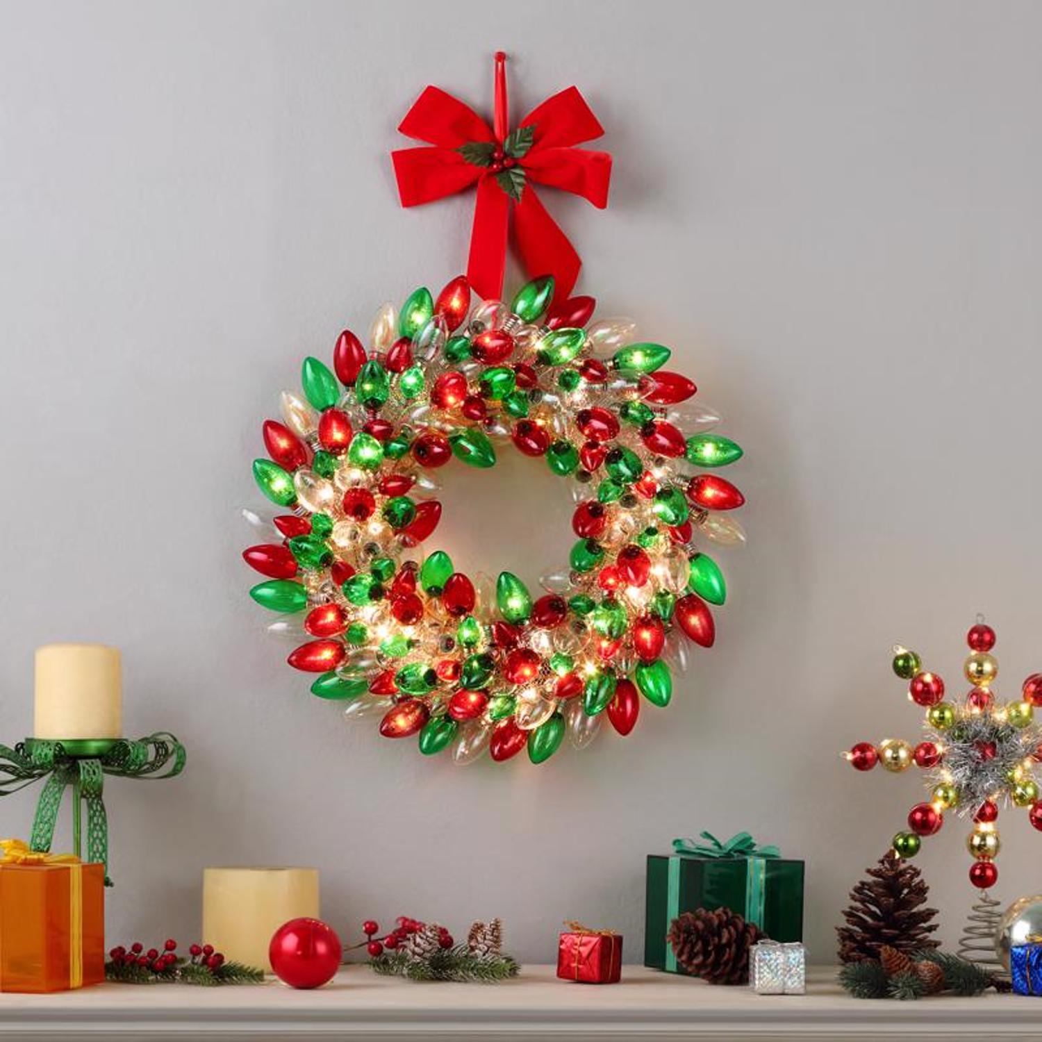Mr. Christmas 18 in. D LED Prelit Multicolored Bulb Wreath