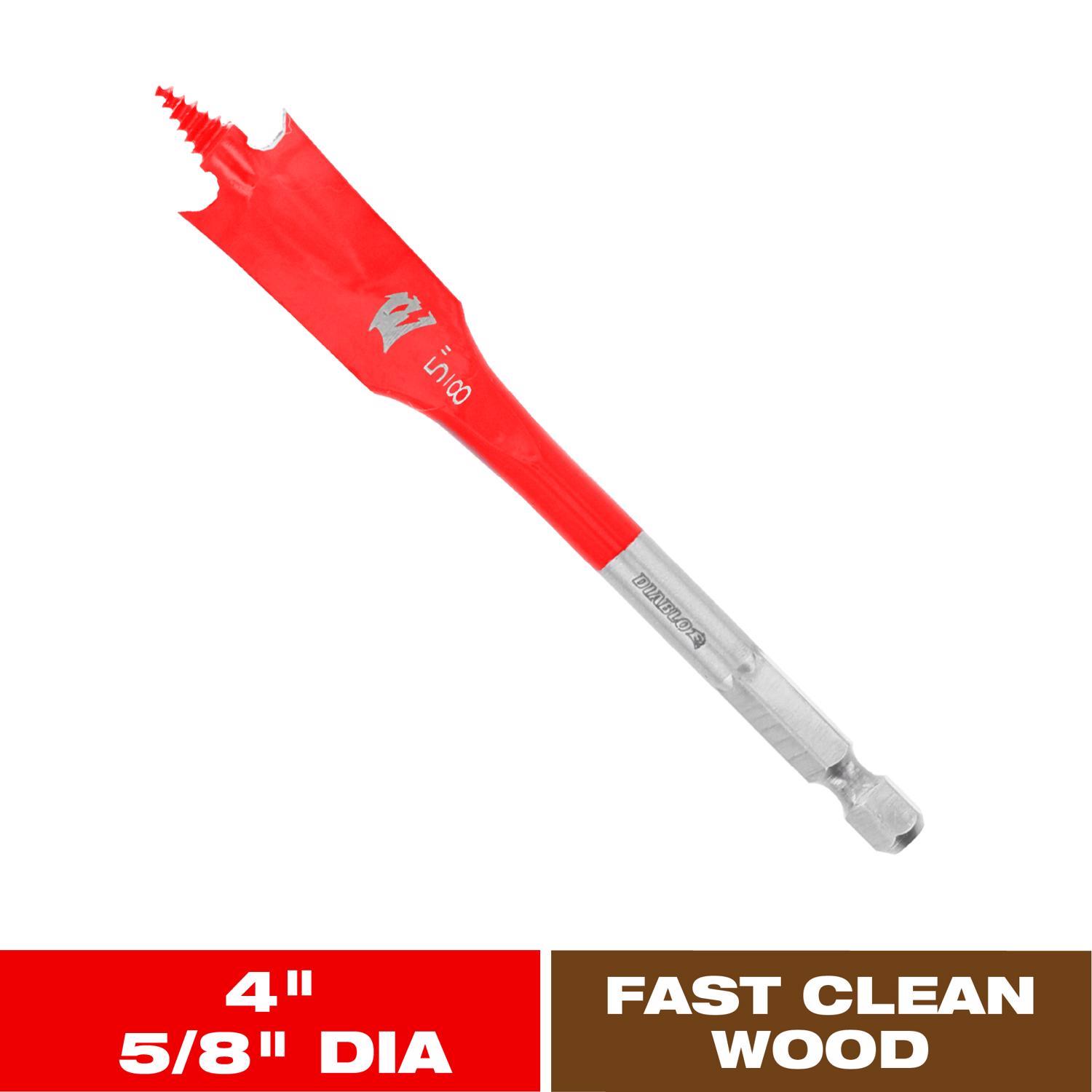 Diablo 5/8 in. X 4 in. L High Speed Steel Clean Wood Spade Bit Hex Shank 1 pk